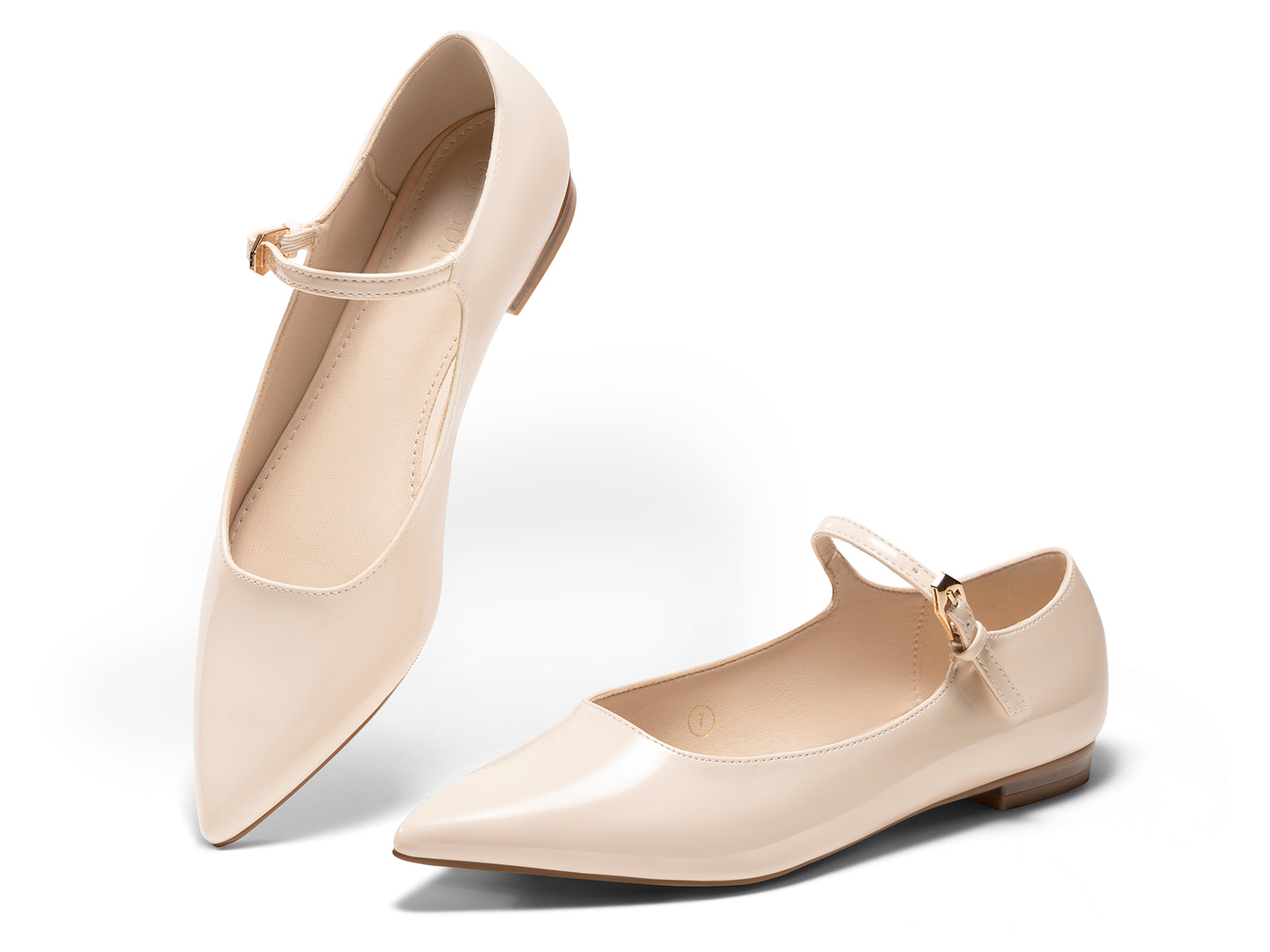 Coutgo Womens Beige Mary Jane Flats