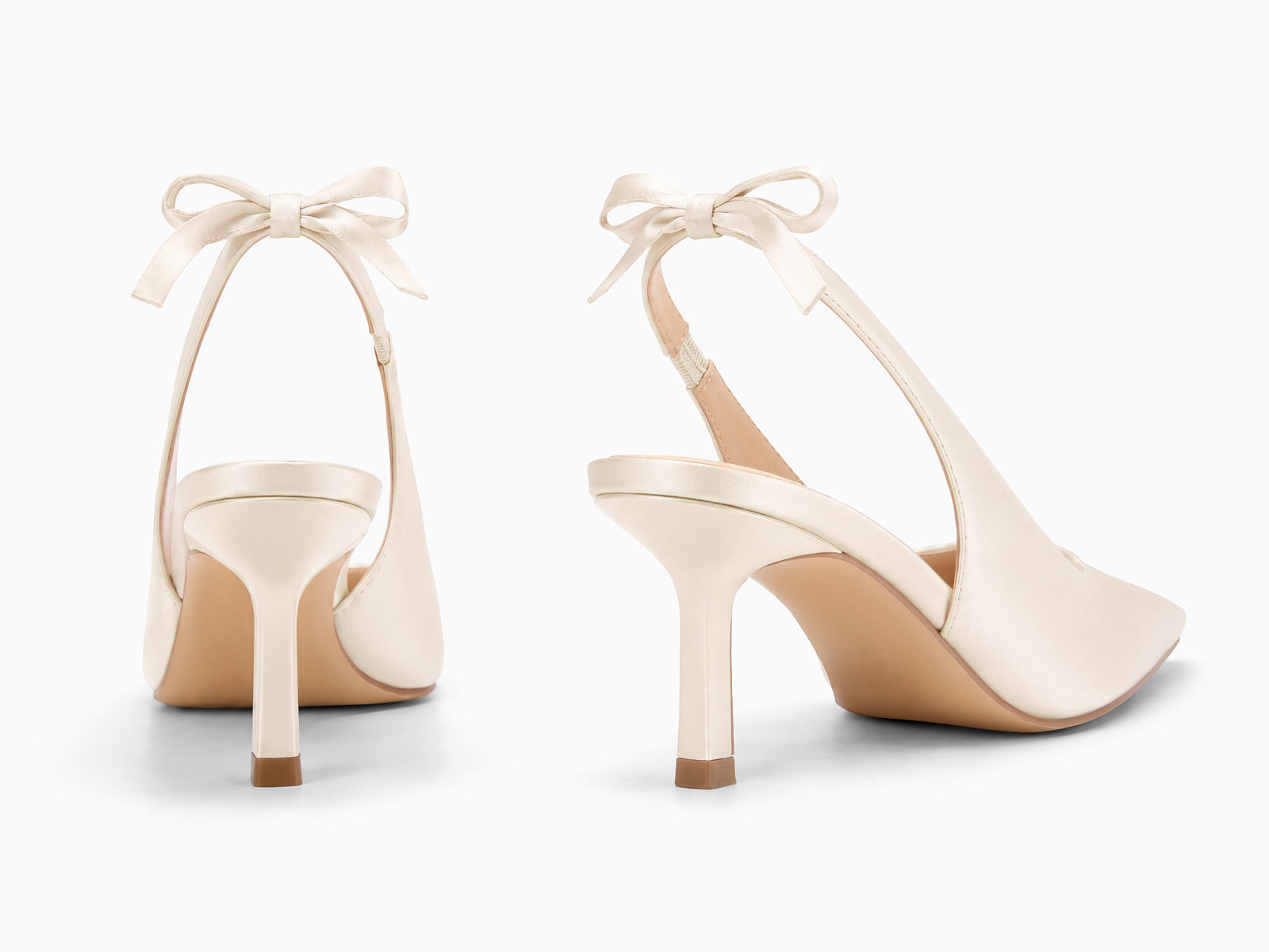 Coutgo Womens Beige Slingback Heels with Bow