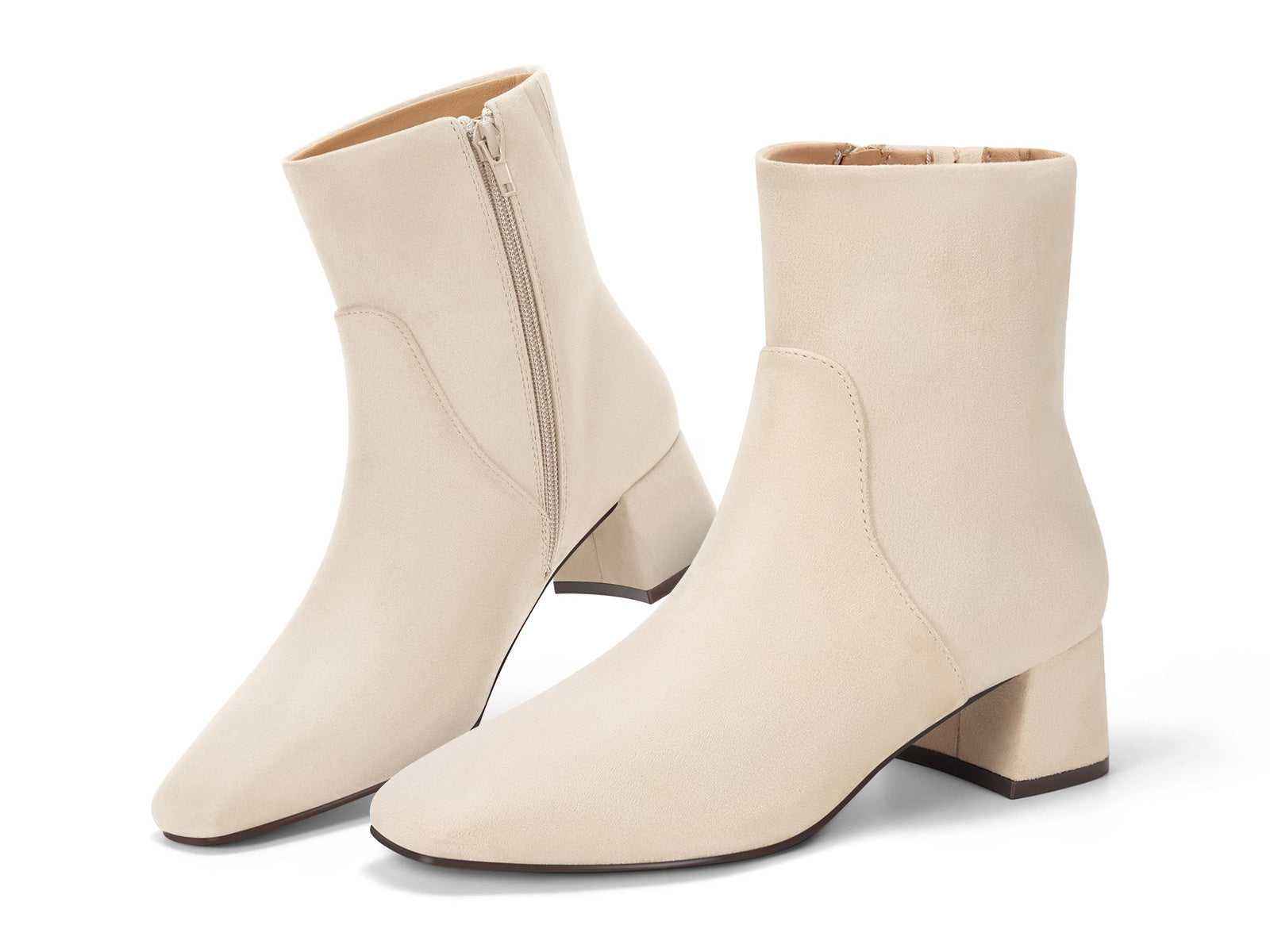 Coutgo Womens Beige Chunky Ankle Booties
