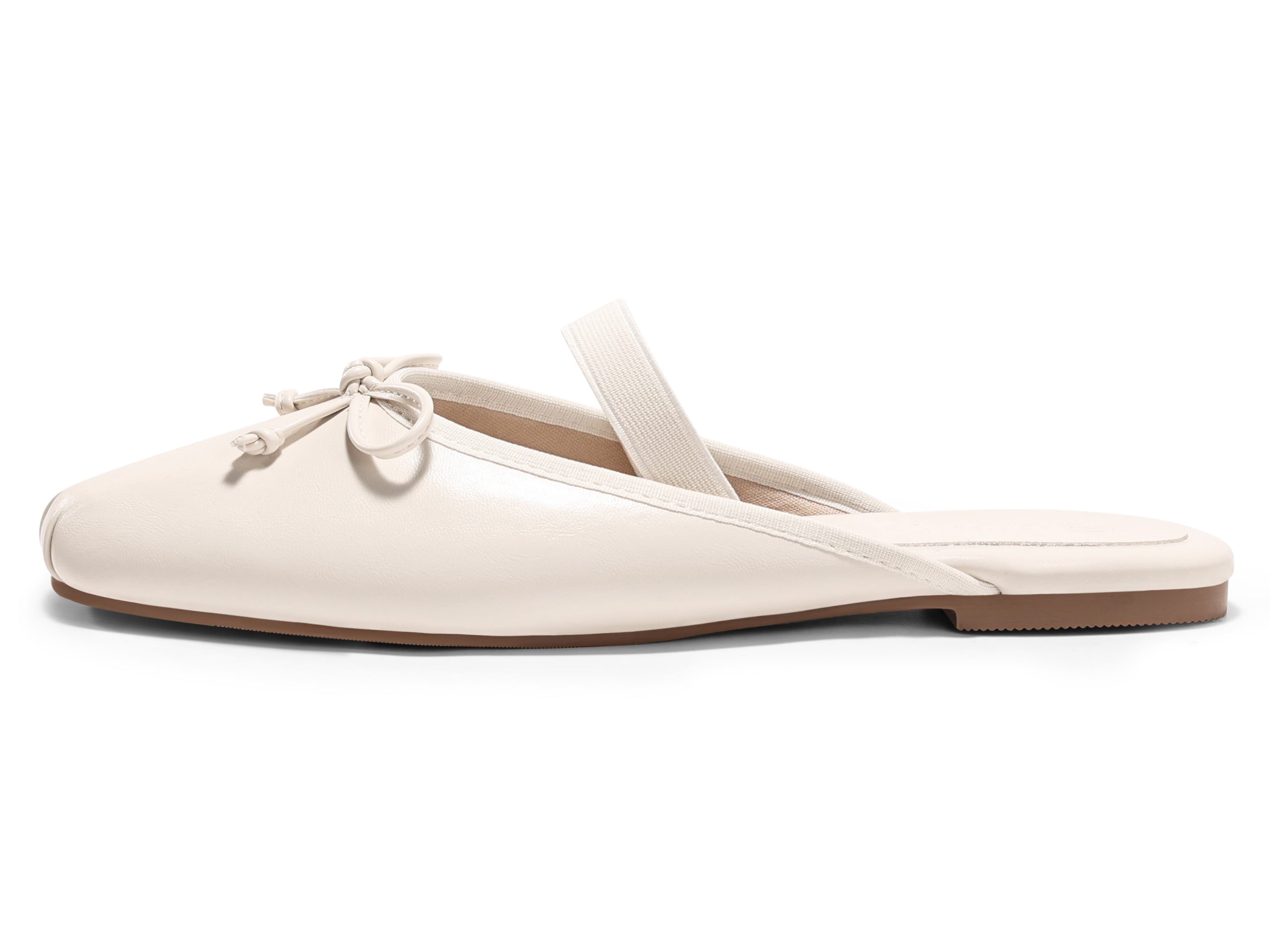 Coutgo Womens Beige Ballet Flats Mules