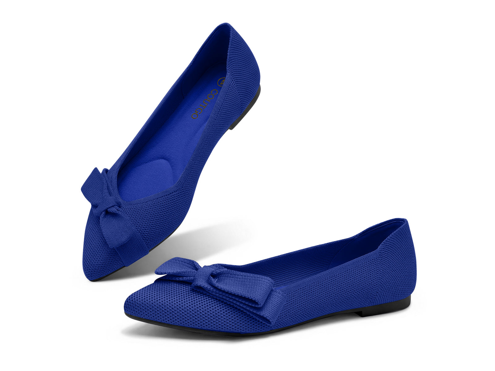 Coutgo Women's Navy Pointed Toe Flats