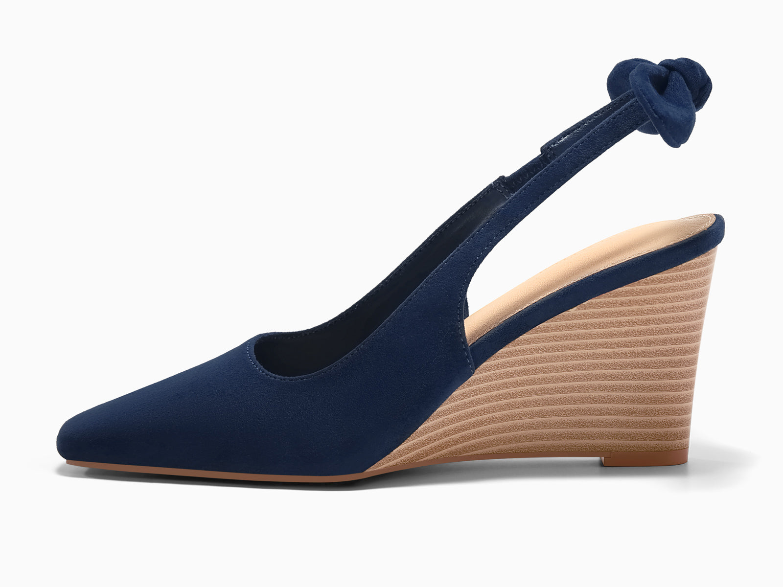 Coutgo Womens Navy Suede Wedge Heels