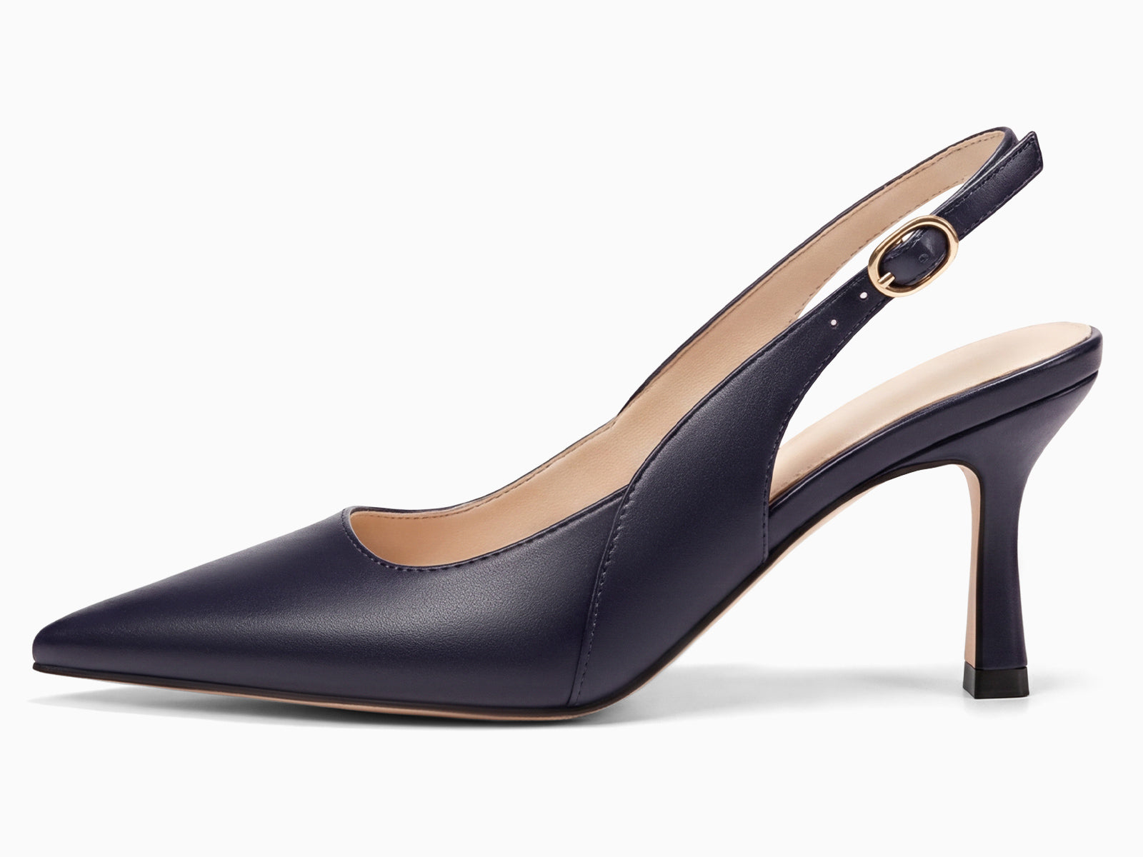 Coutgo Women's Navy Slingback Kitten Heels