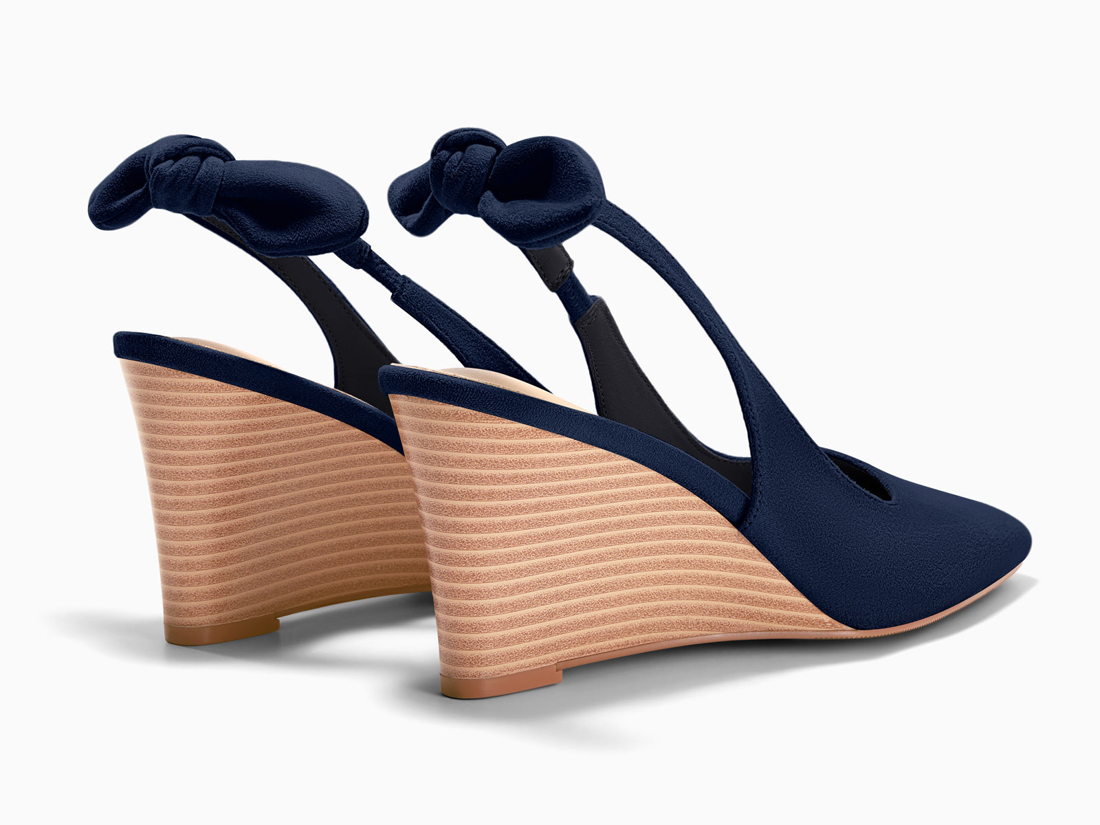 Coutgo Womens Navy Suede Wedge Heels
