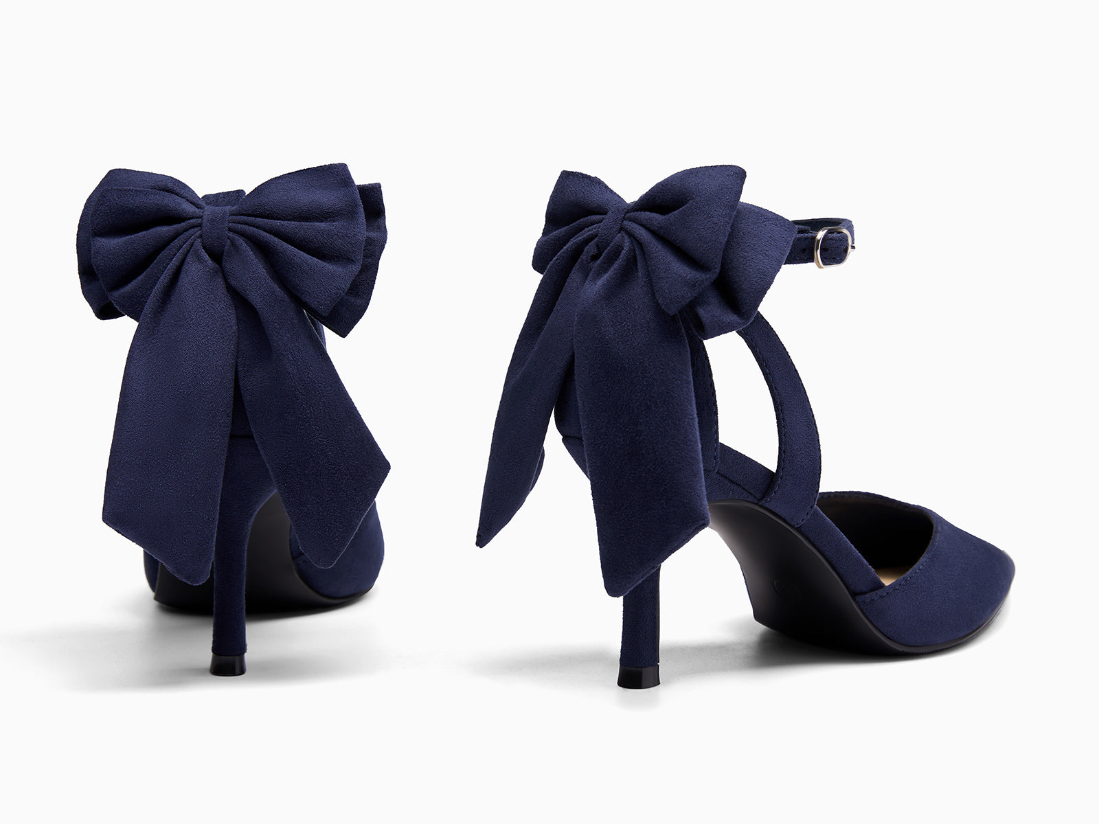 Coutgo Women's Navy Suede Kitten Heels