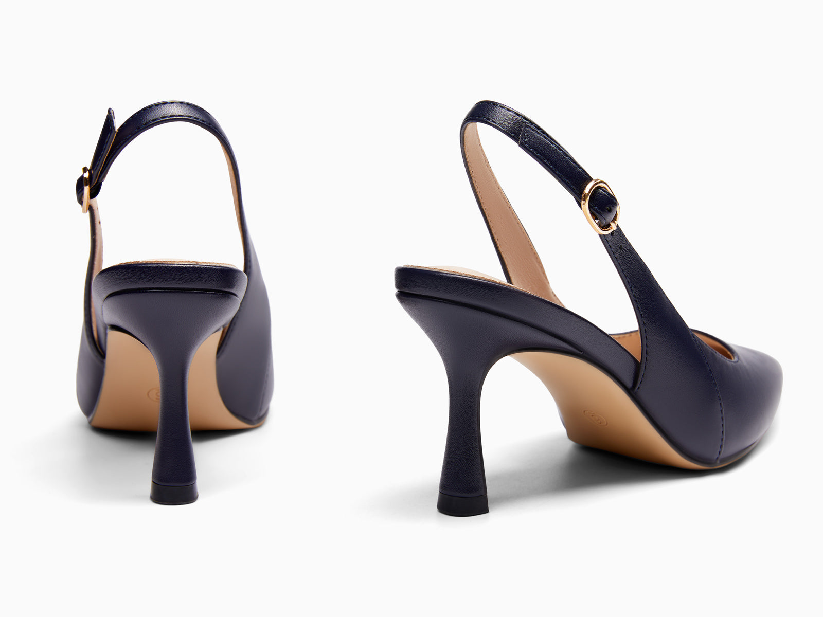 Coutgo Women's Navy Slingback Kitten Heels