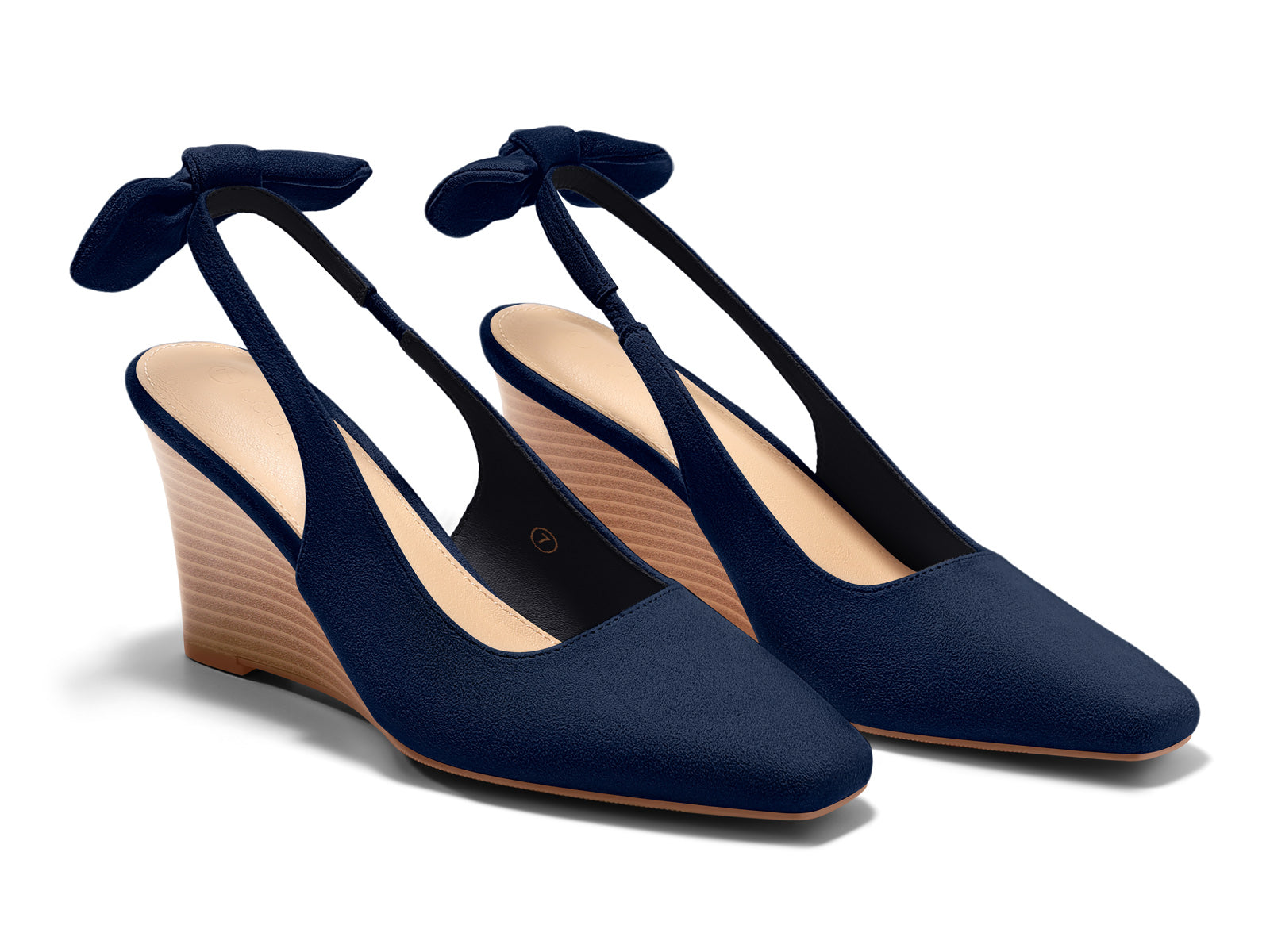 Coutgo Womens Navy Suede Wedge Heels
