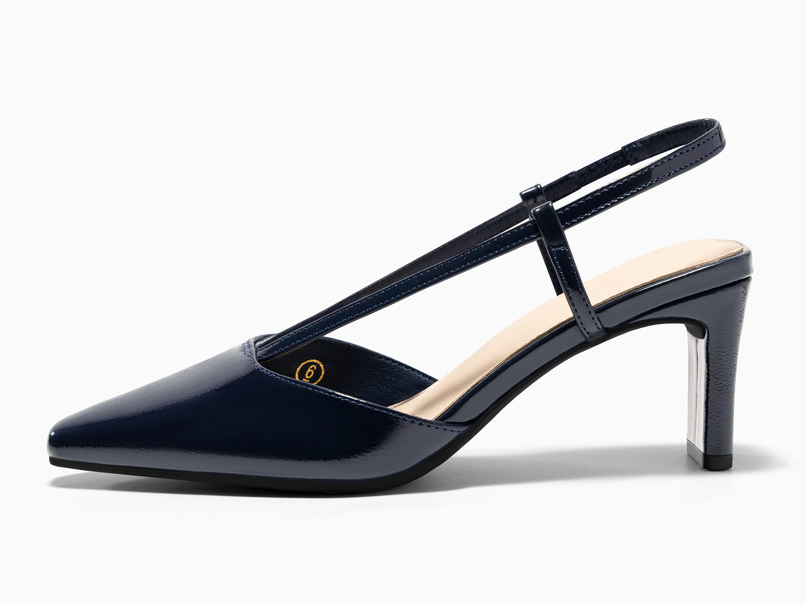 Coutgo Womens Navy Low Chunky Heels