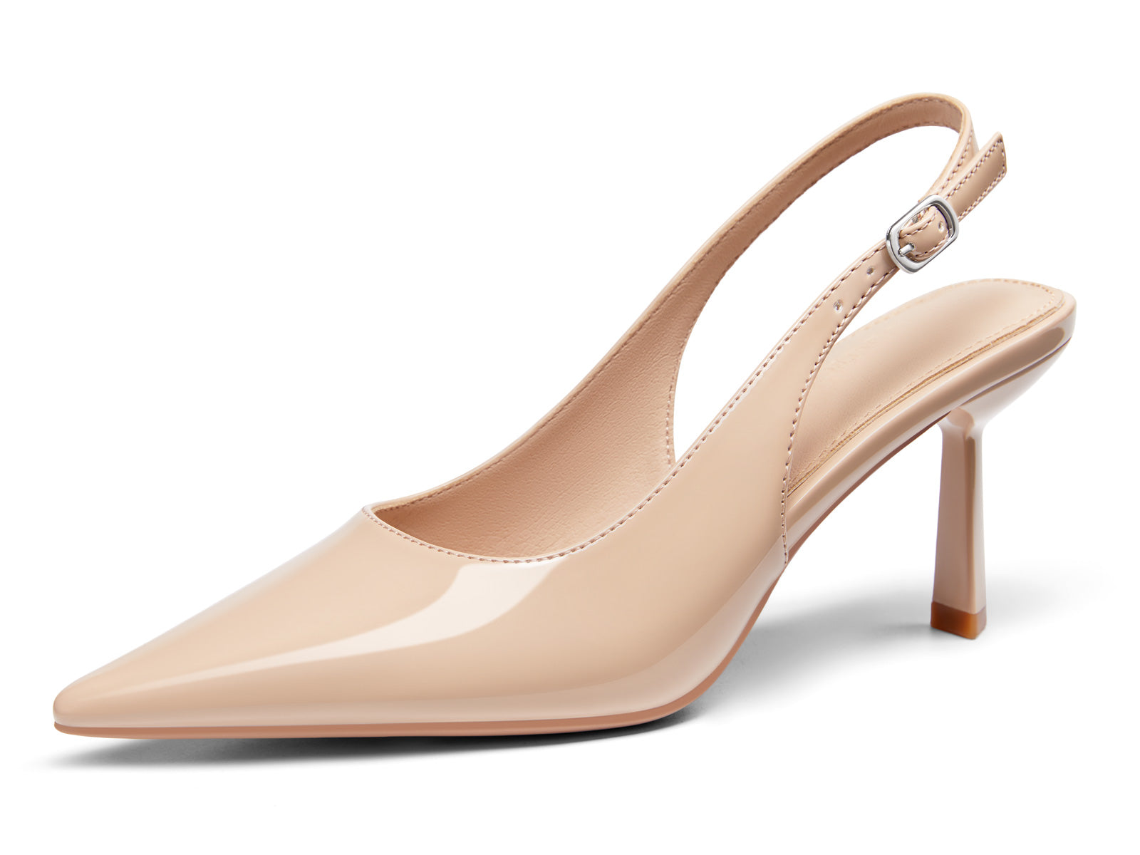 Coutgo Womens Nude Slingback Kitten Heels