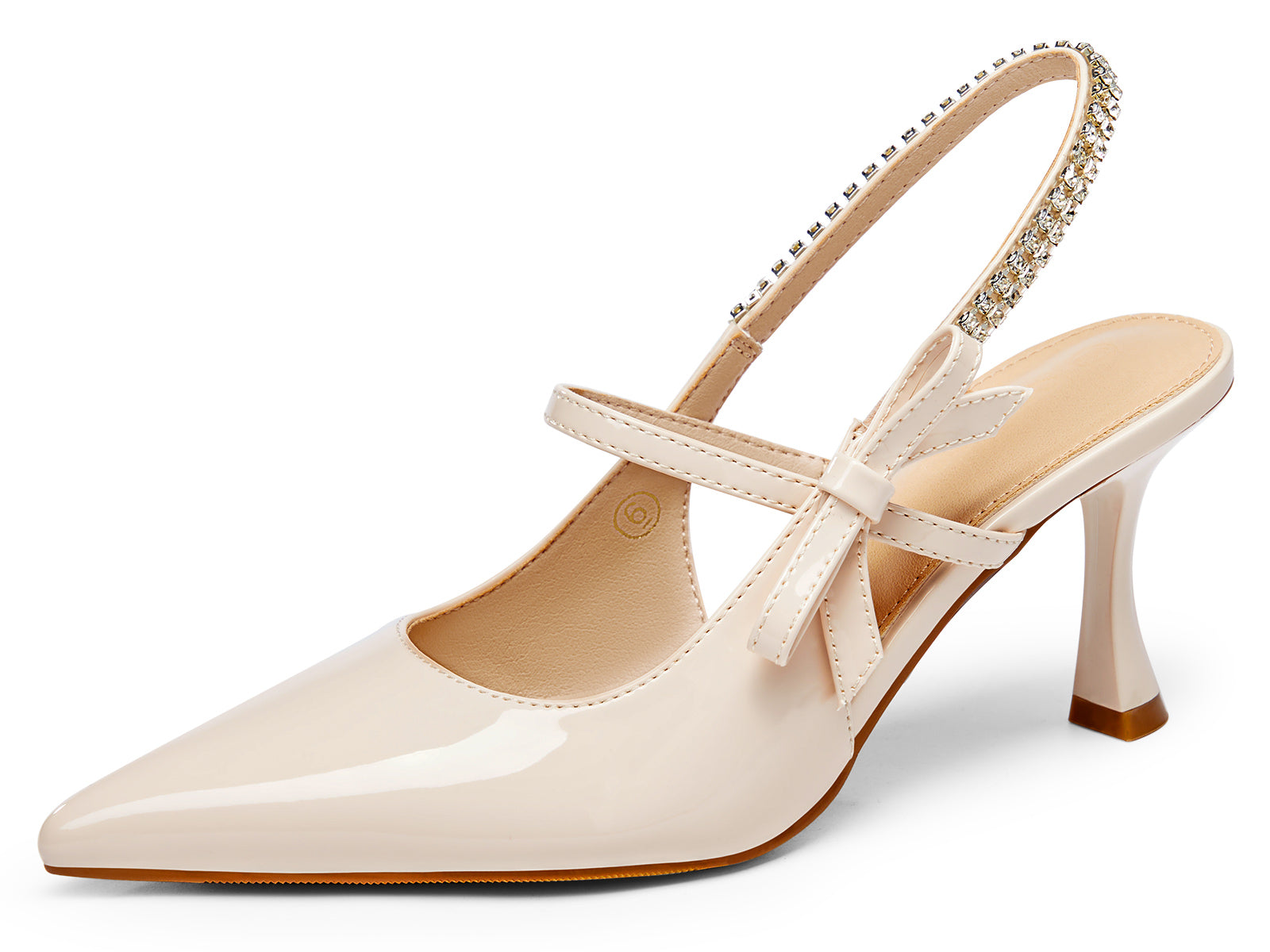 Coutgo Womens Nude Slingback Kitten Heels