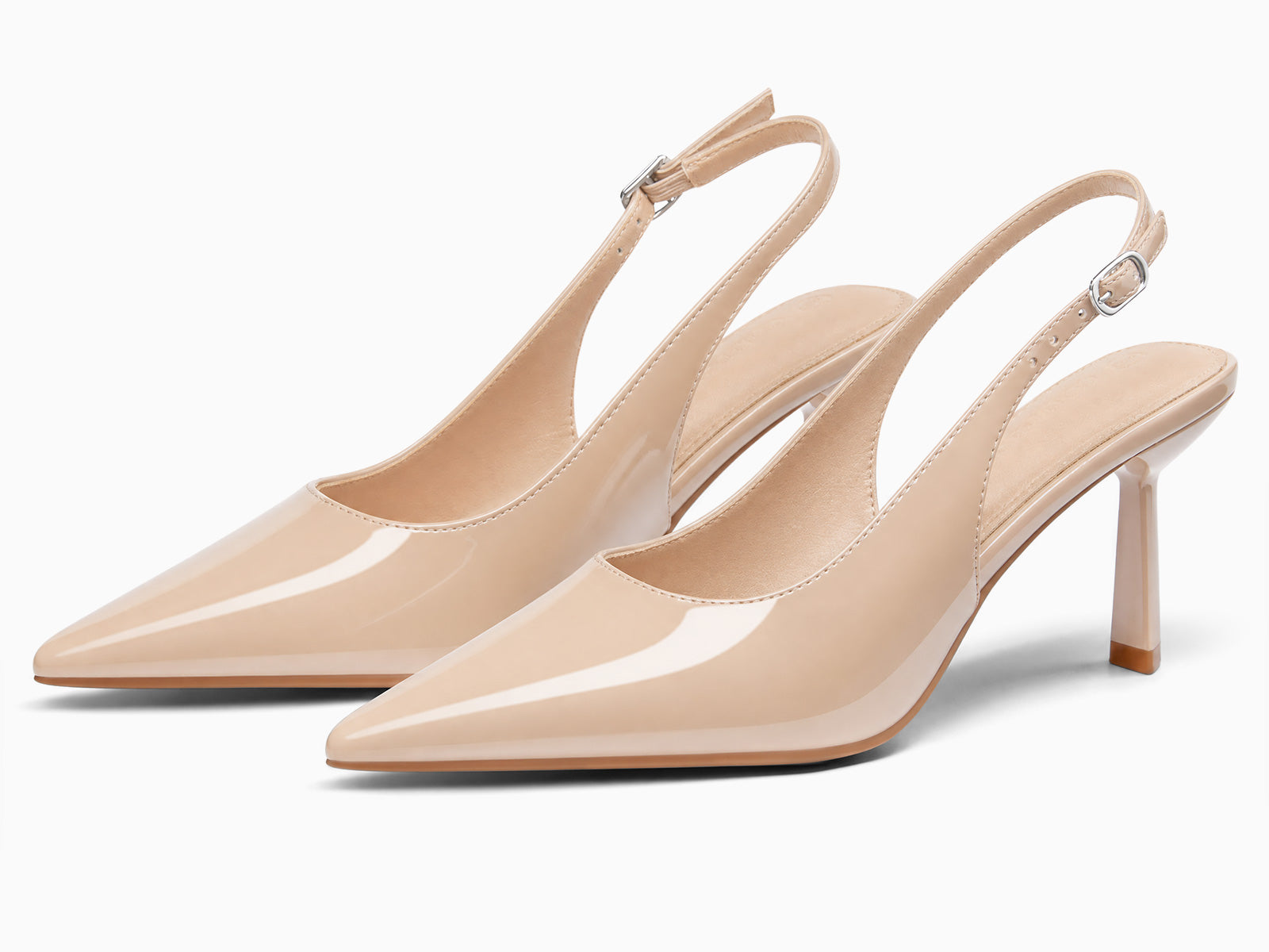 Coutgo Womens Nude Slingback Kitten Heels