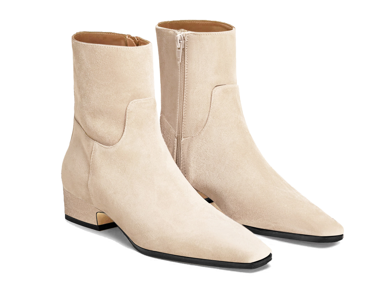 Coutgo Womens Nude Low Heel Ankle Boots