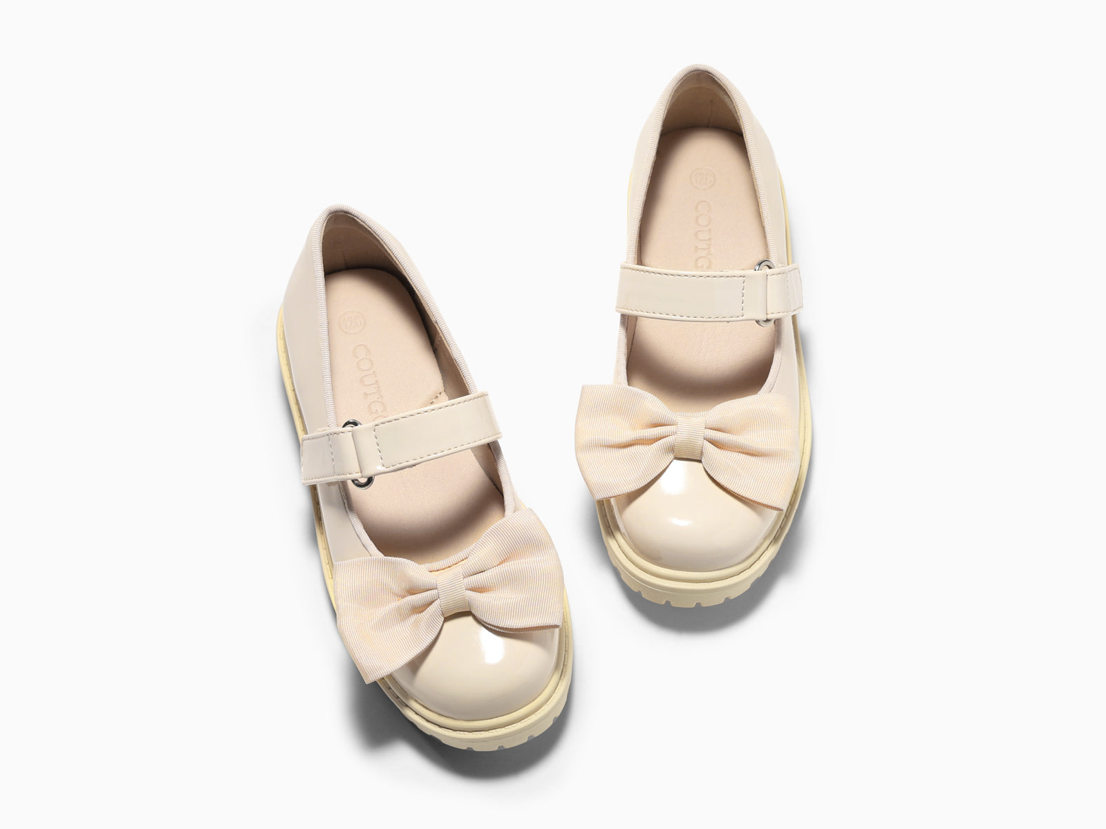 Coutgo Girls Beige Mary Jane Dress Shoes