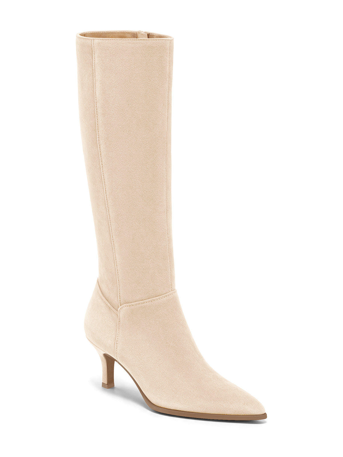 Coutgo Women Nude Pointed Knee Boots