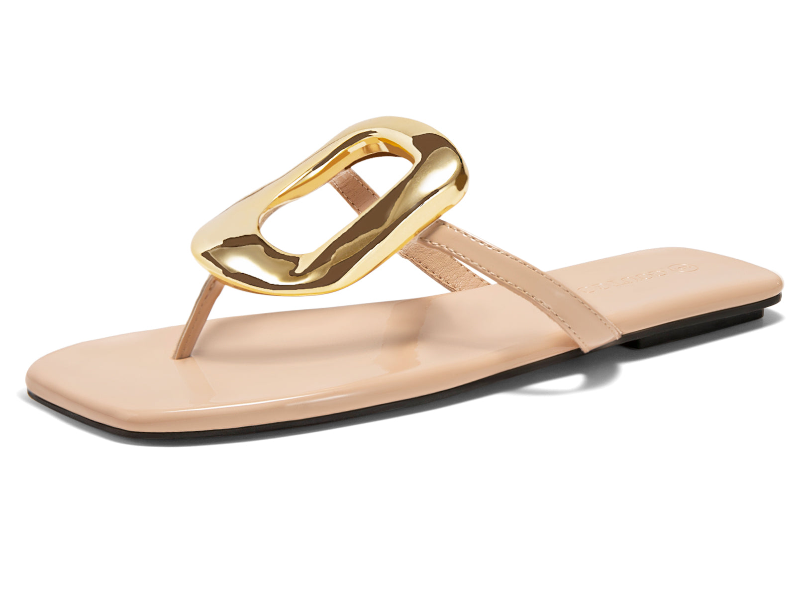 Coutgo Womens Nude Flat Sandals Flip Flops