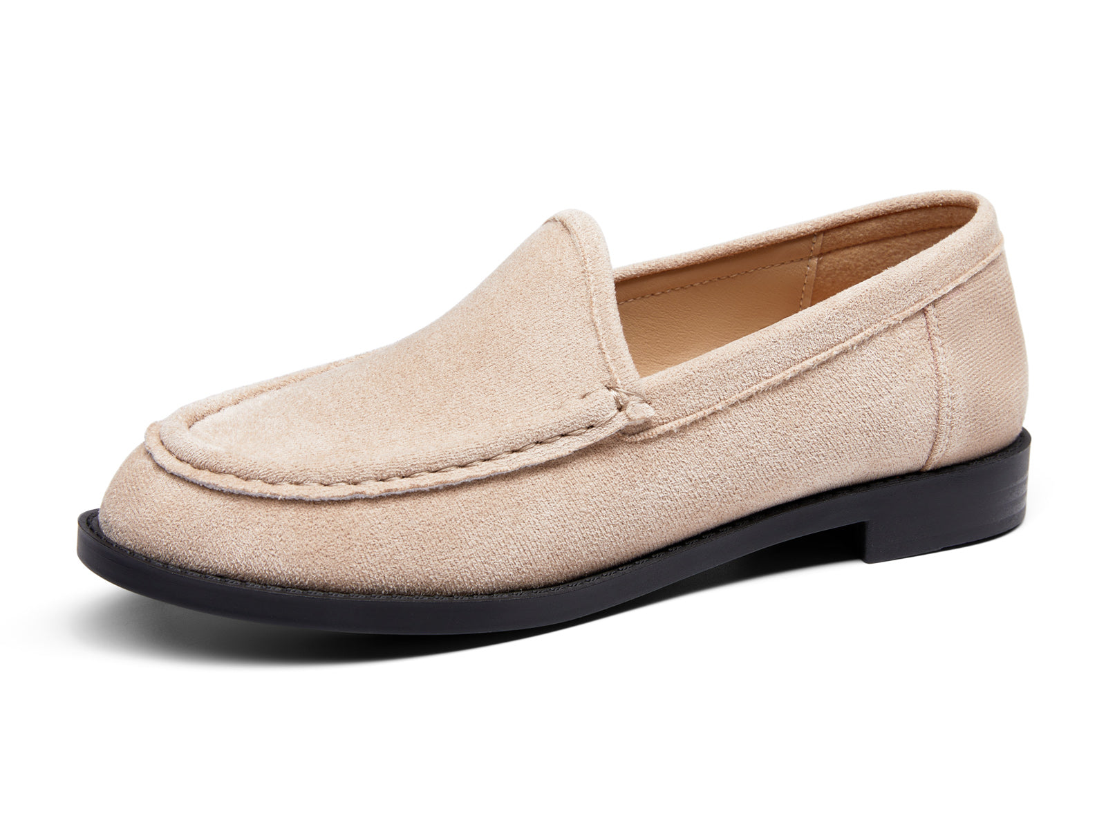 Coutgo Women Suede Nude Slip On Loafers
