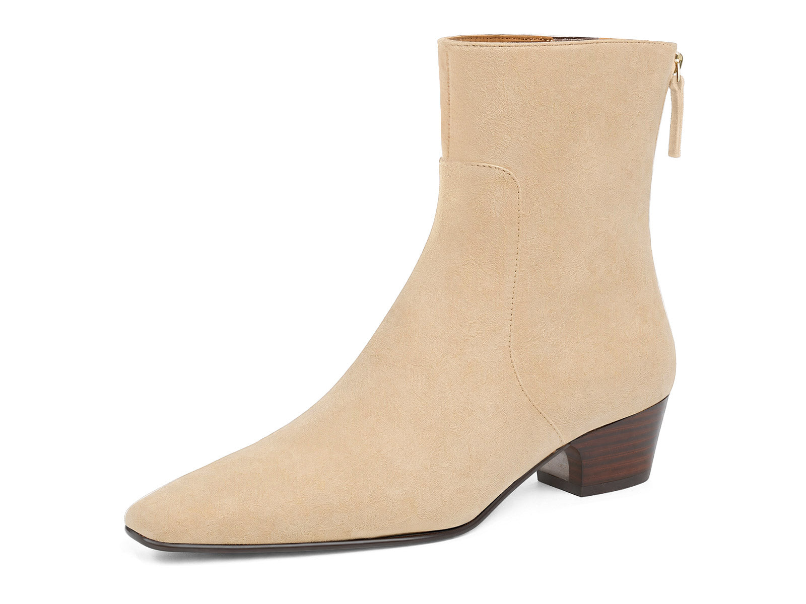 Coutgo Nude Suede Women Back Zipper Booties