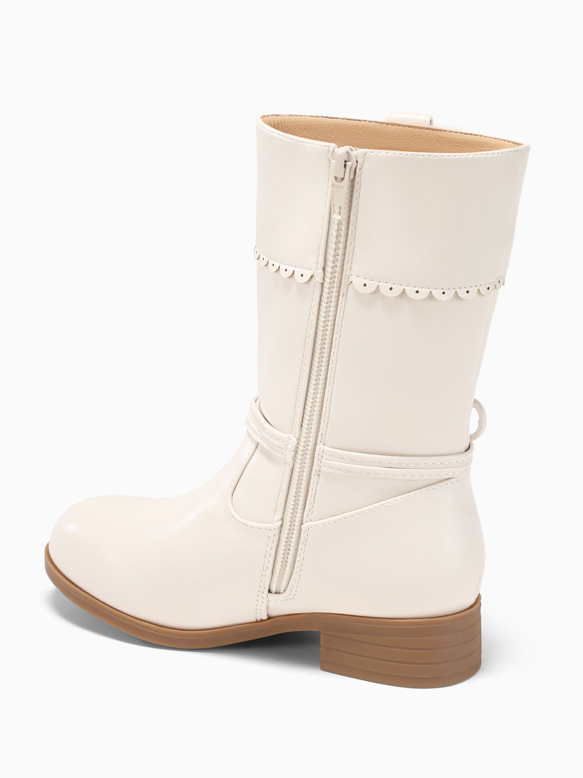Coutgo Girl Nude Bow Mid Calf Boots