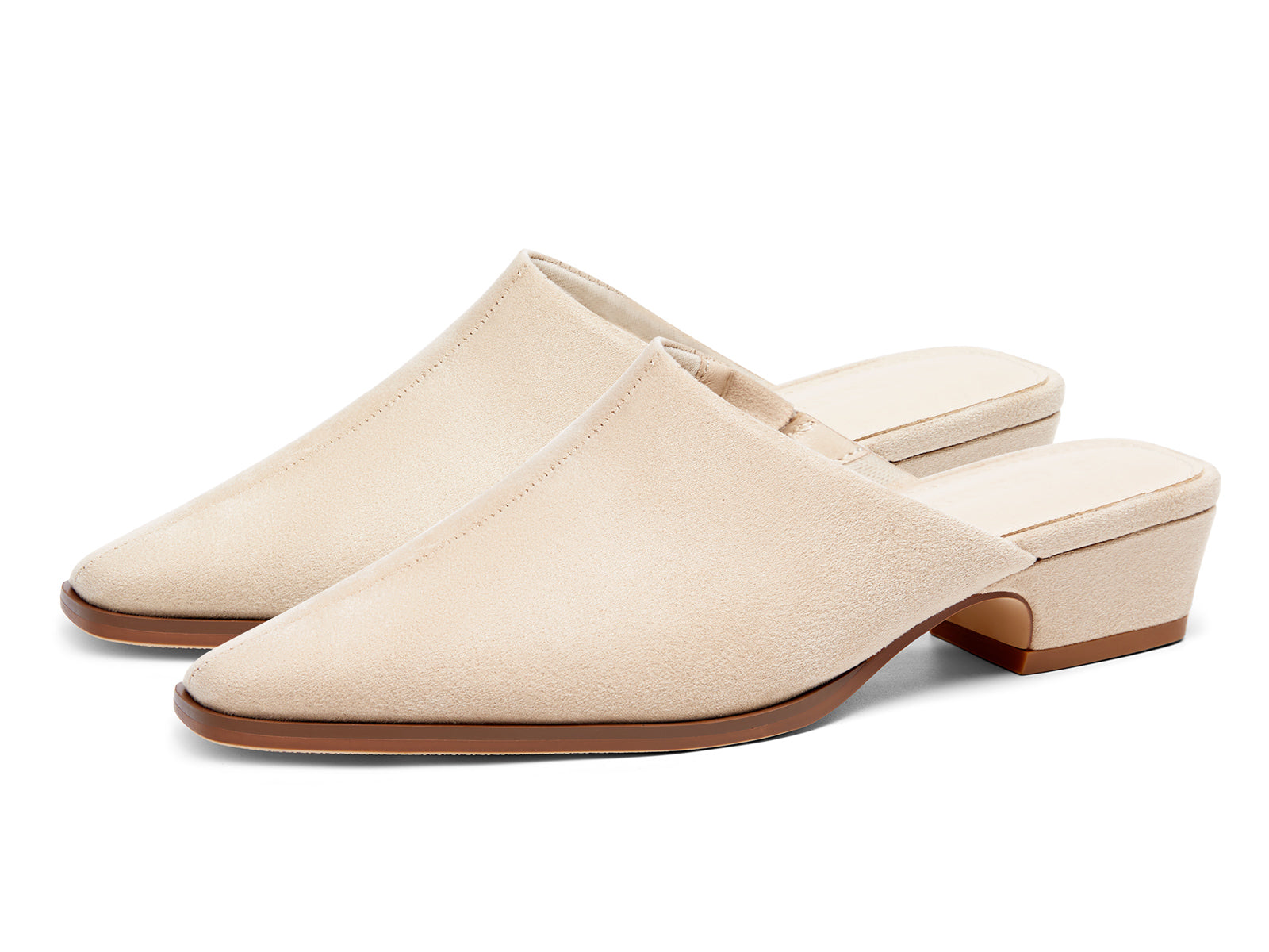 Coutgo Womens Beige Square Toe Mules