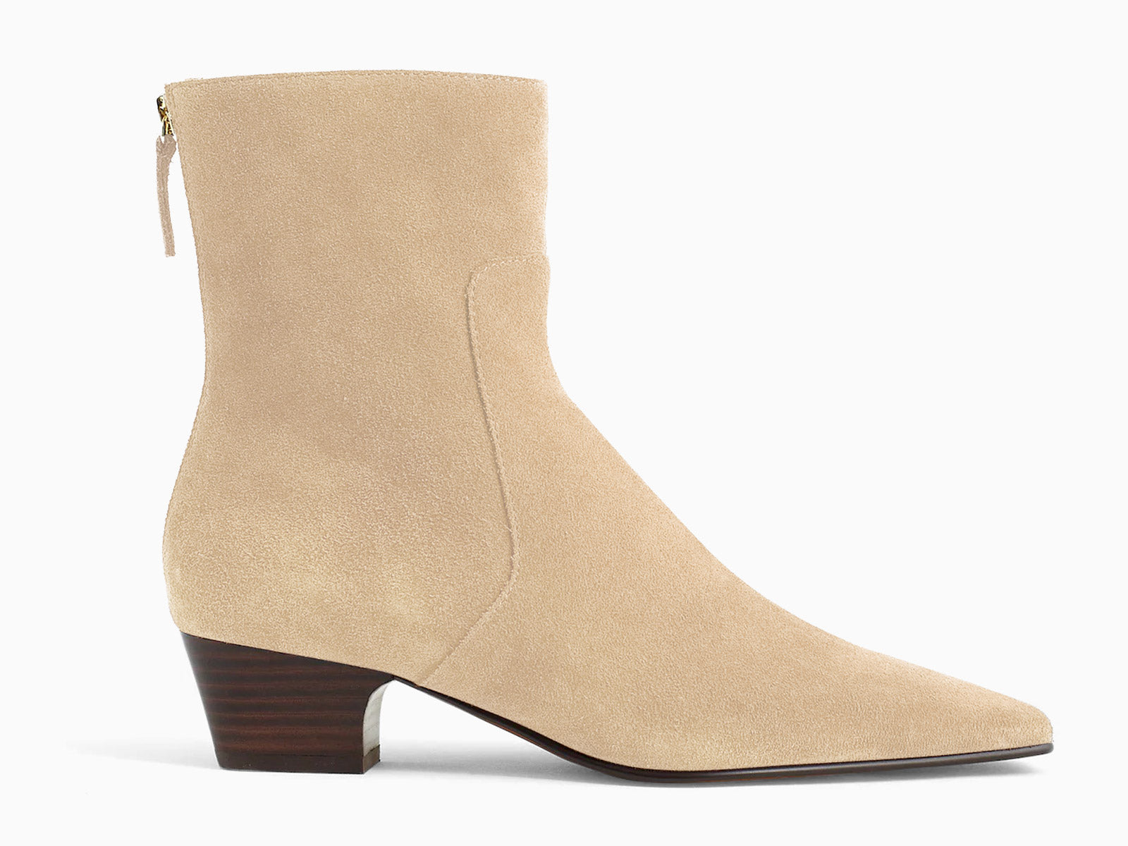 Coutgo Nude Suede Women Back Zipper Booties