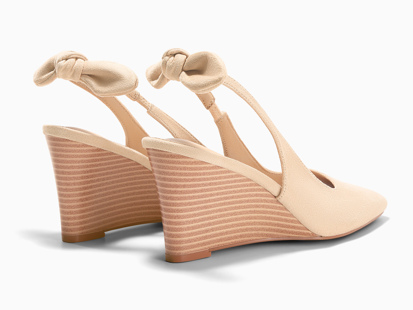 Coutgo Womens Nude Suede Wedge Heels