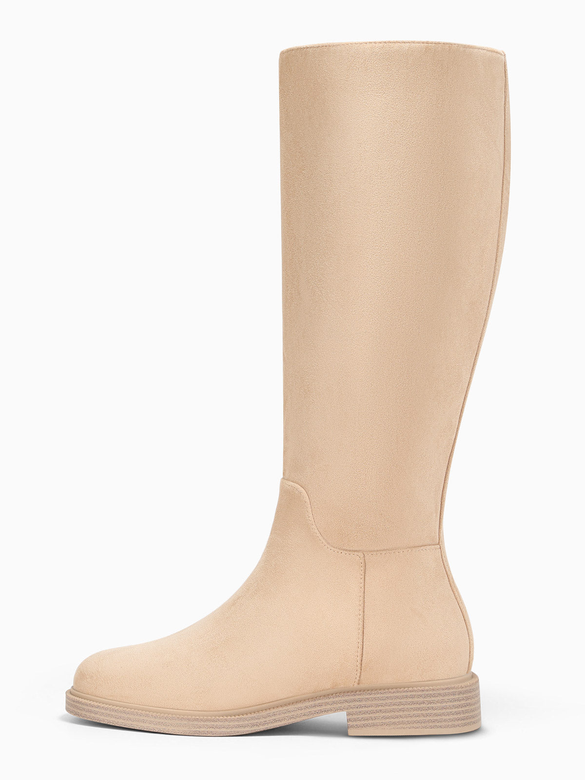 Coutgo Womens Suede Nude Knee Boots