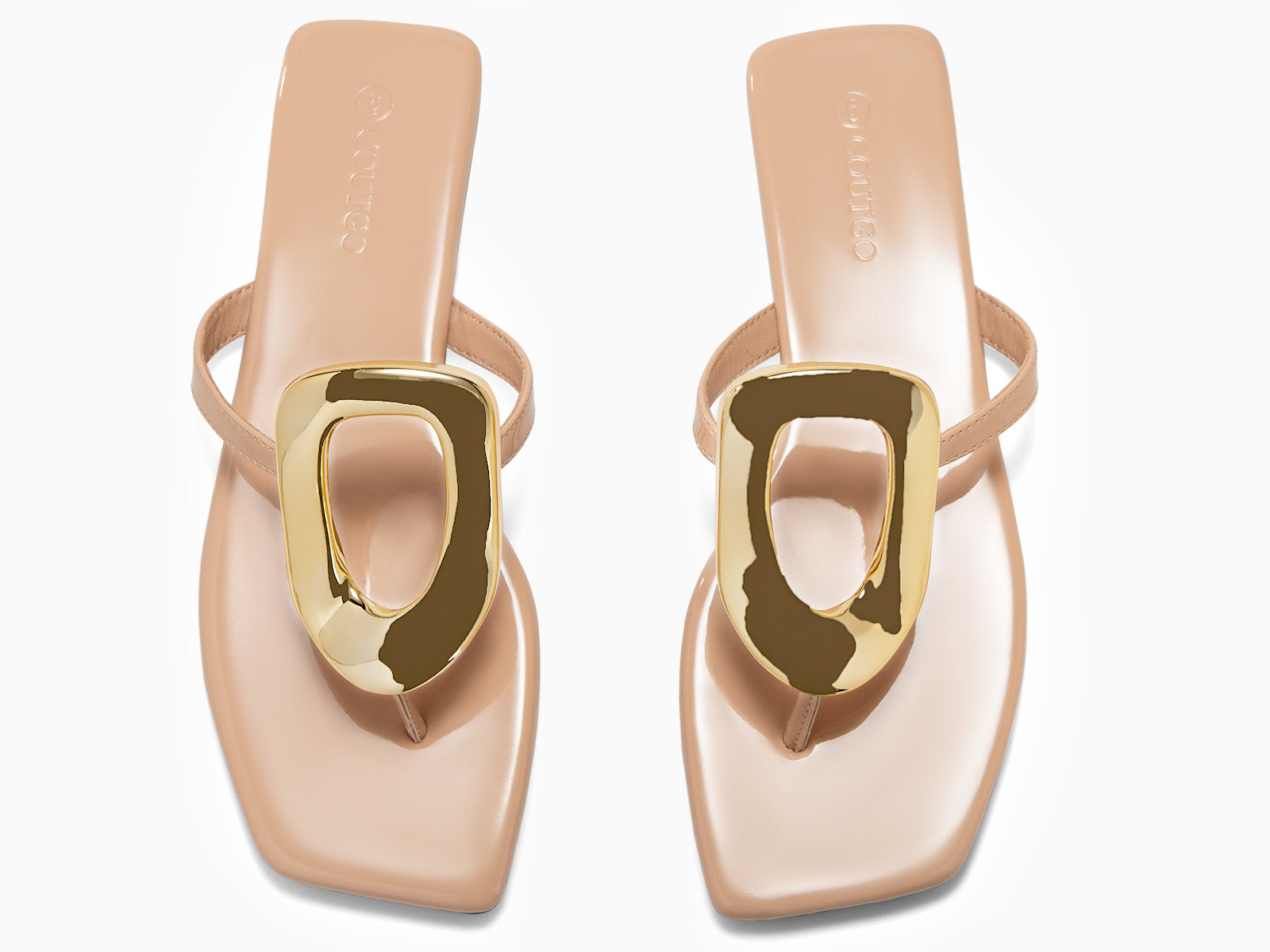 Coutgo Womens Nude Flat Sandals Flip Flops