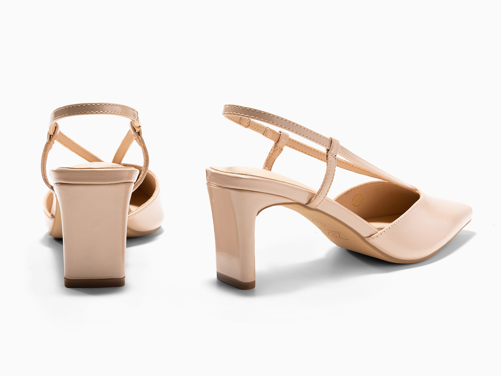 Coutgo Womens Nude Low Chunky Heels