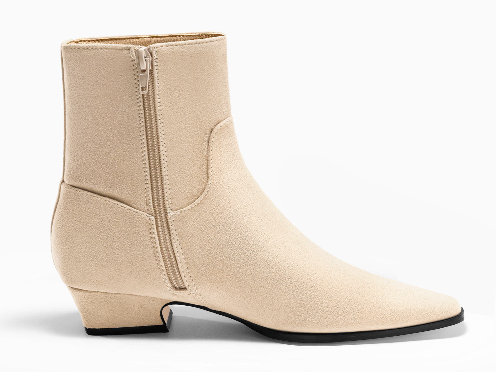 Coutgo Womens Nude Low Heel Ankle Boots