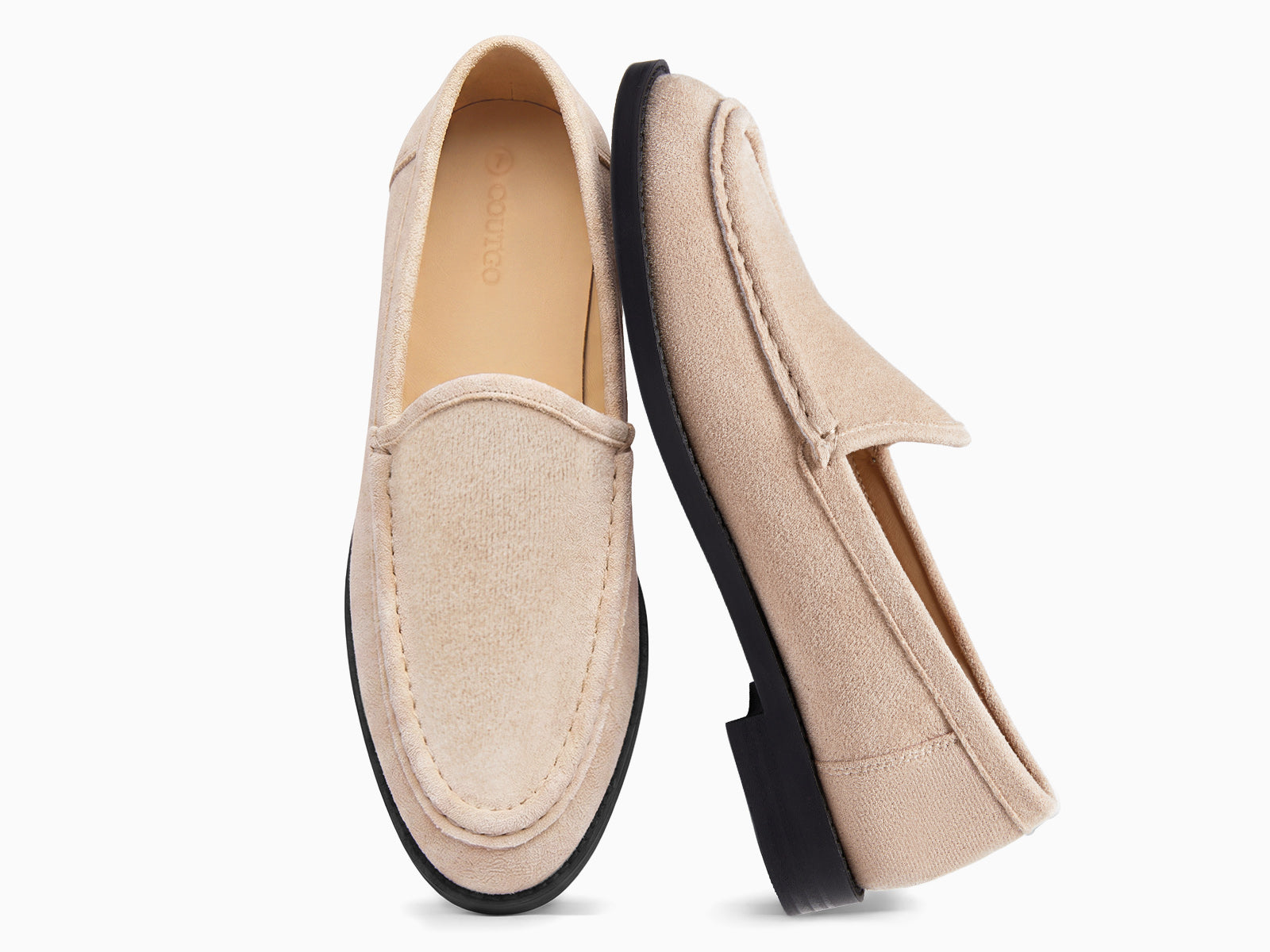 Coutgo Women Suede Nude Slip On Loafers