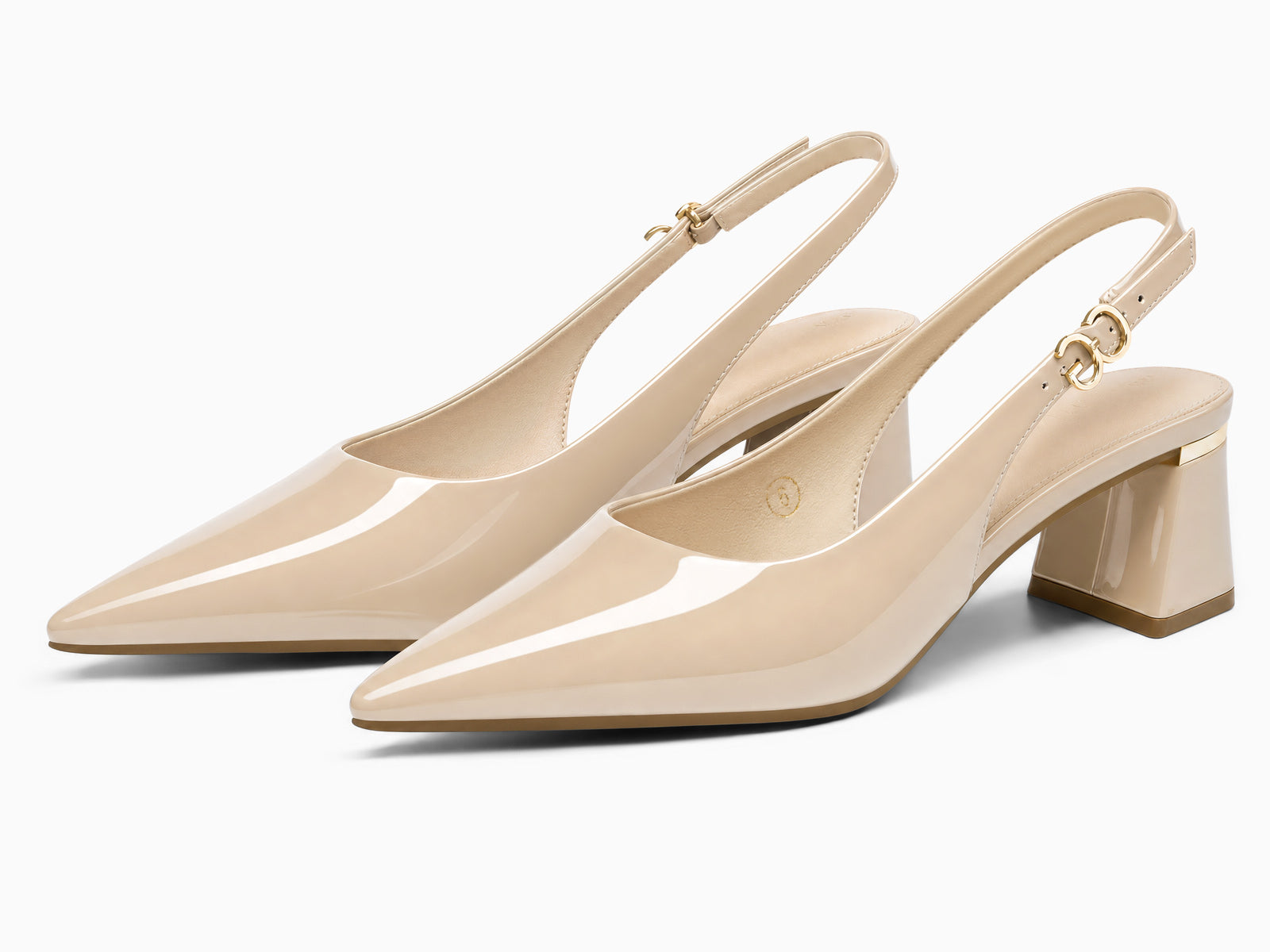 Coutgo Womens Nude Slingback Chunky Heels