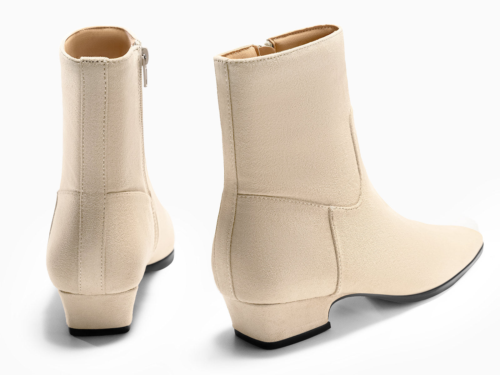 Coutgo Womens Nude Low Heel Ankle Boots