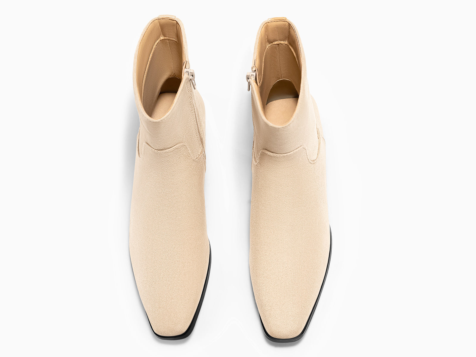 Coutgo Womens Nude Low Heel Ankle Boots