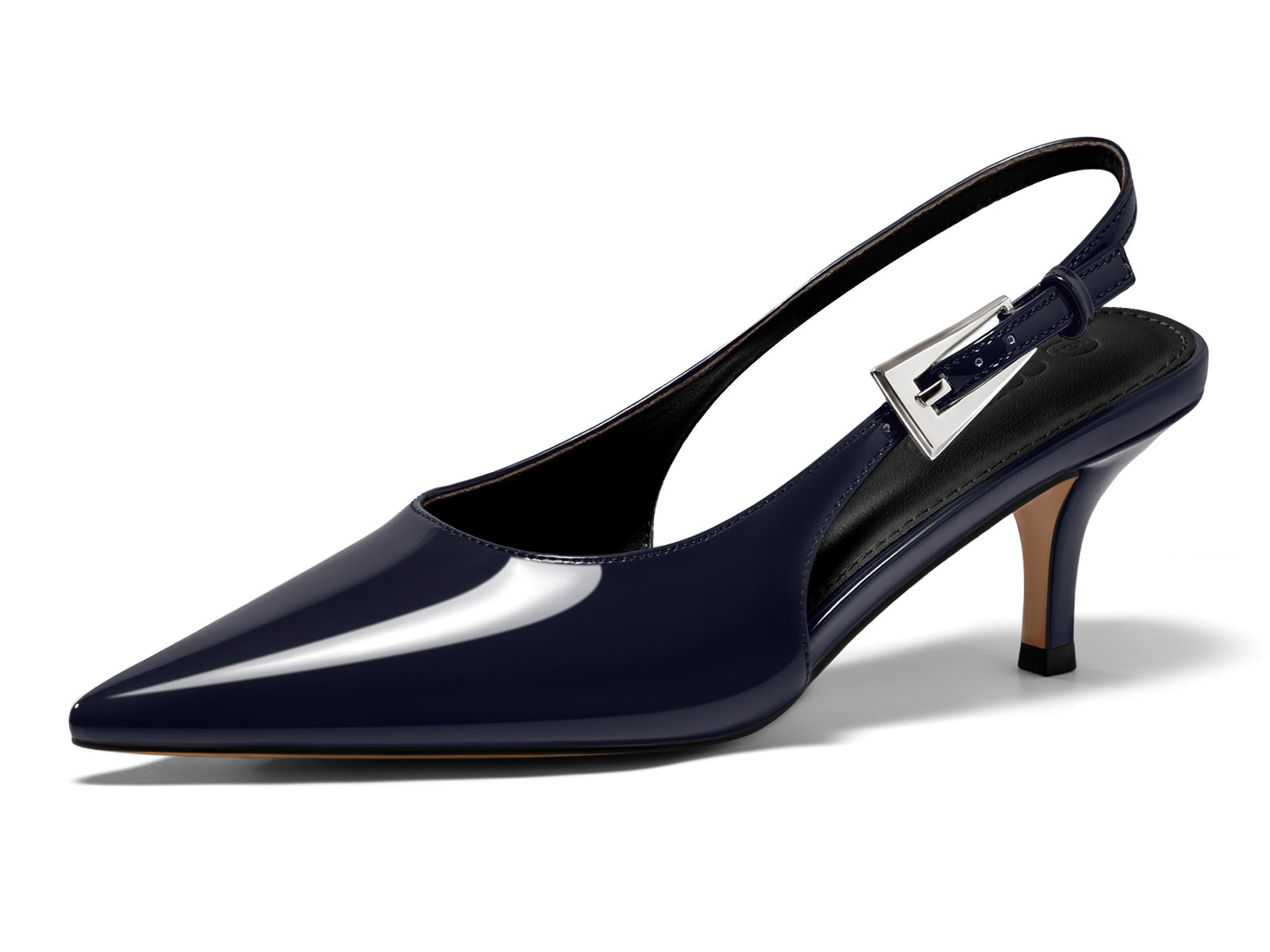 Coutgo Womens Navy Blue Slingback Kitten Heels