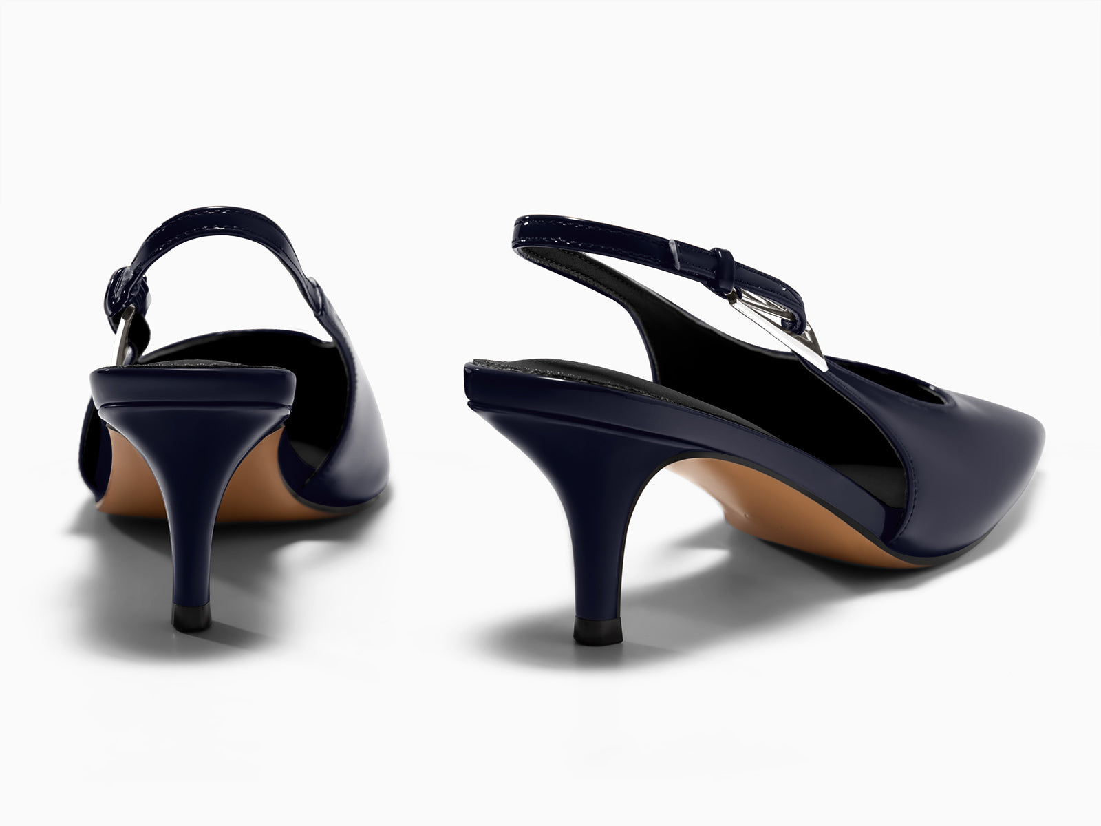 Coutgo Womens Navy Blue Slingback Kitten Heels