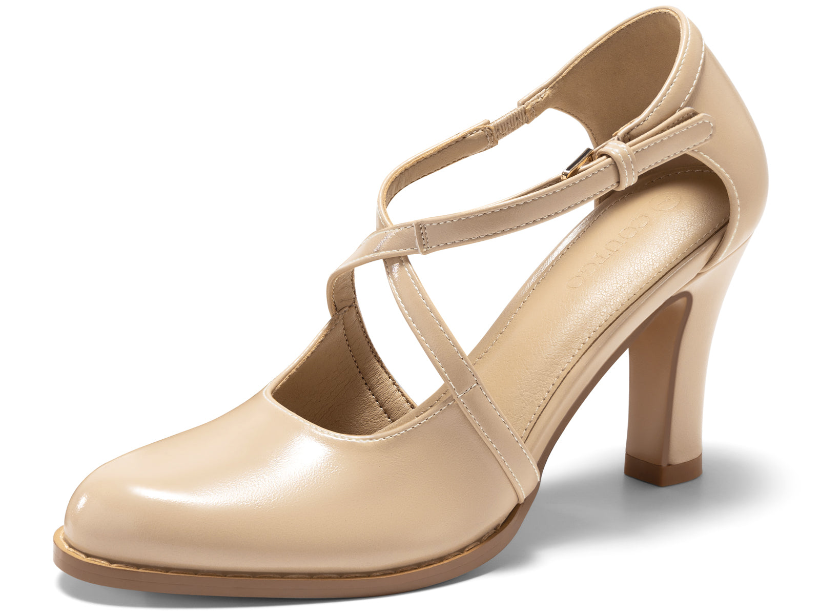 Coutgo Womens Nude Chunky High Heels