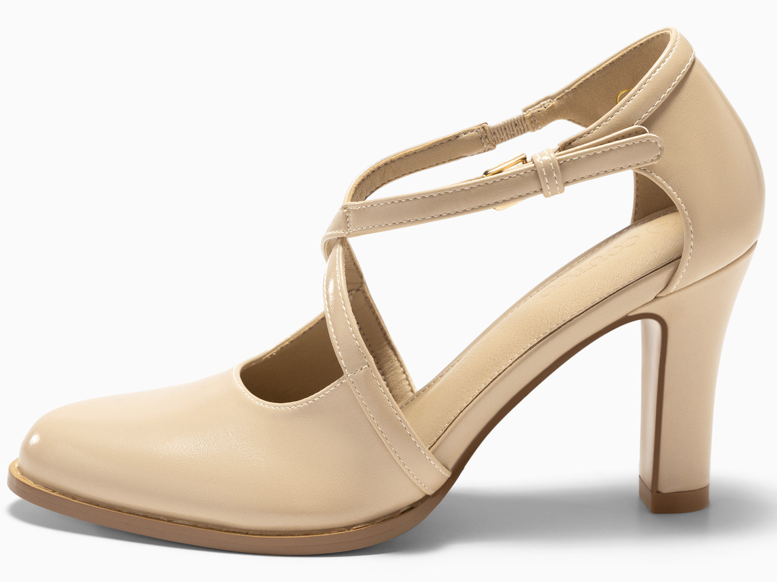 Coutgo Womens Nude Chunky High Heels