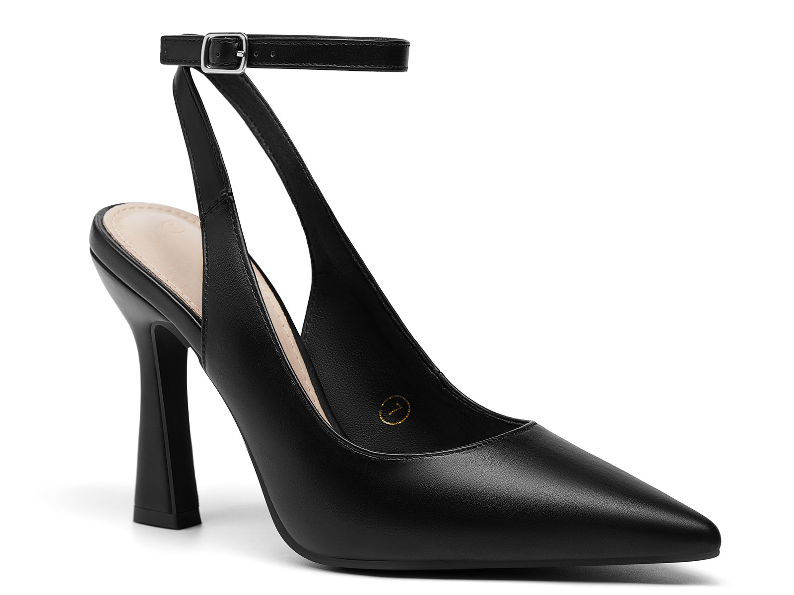 Coutgo Womens Pure Black Slingback Heels