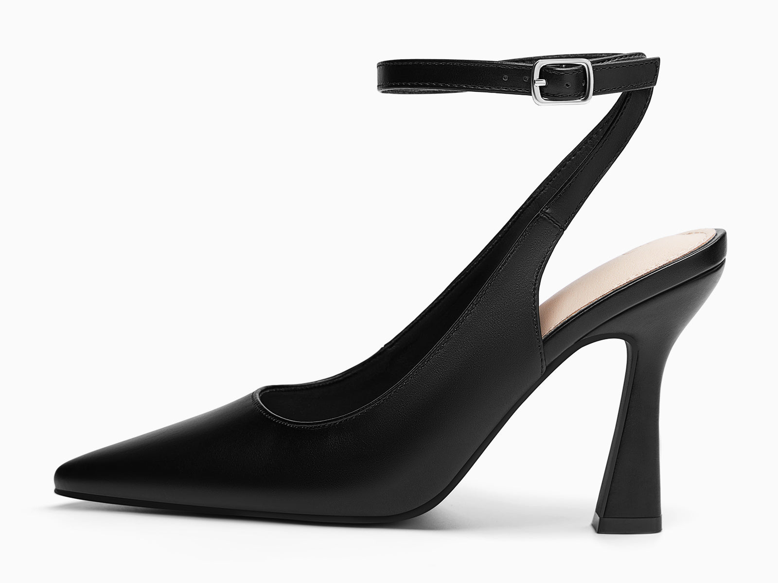 Coutgo Womens Pure Black Slingback Heels