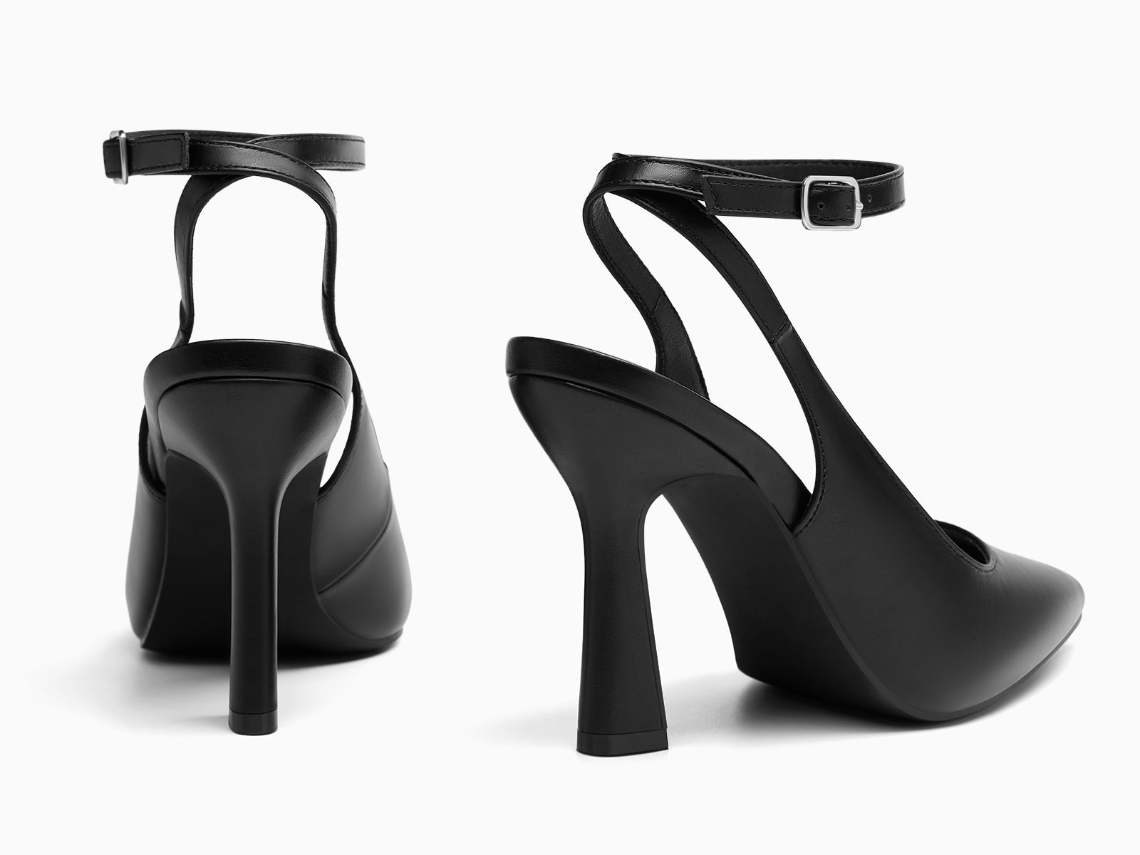 Coutgo Womens Pure Black Slingback Heels