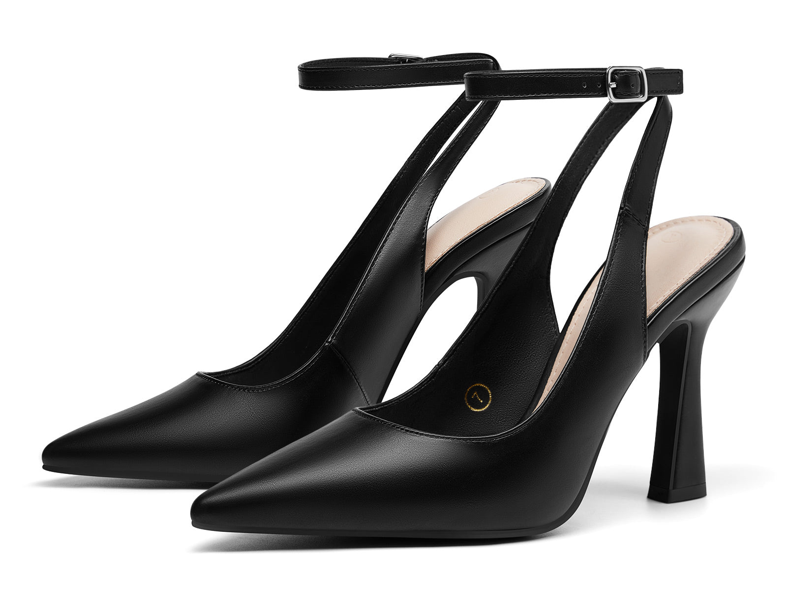 Coutgo Womens Pure Black Slingback Heels