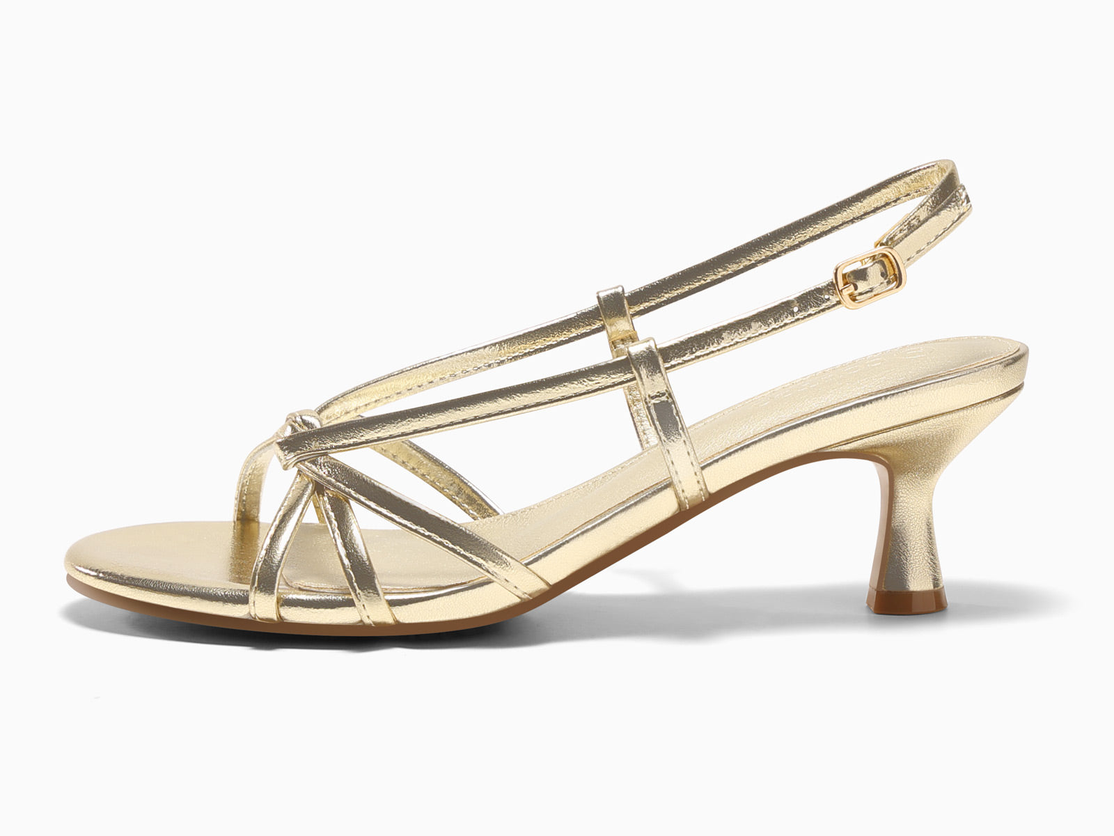 Coutgo Women’s Light Gold Strappy Sandals Slingback Kitten