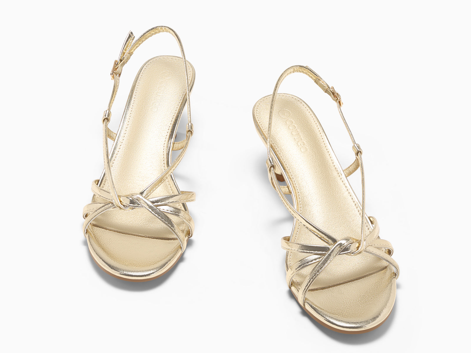 Coutgo Women’s Light Gold Strappy Sandals Slingback Kitten