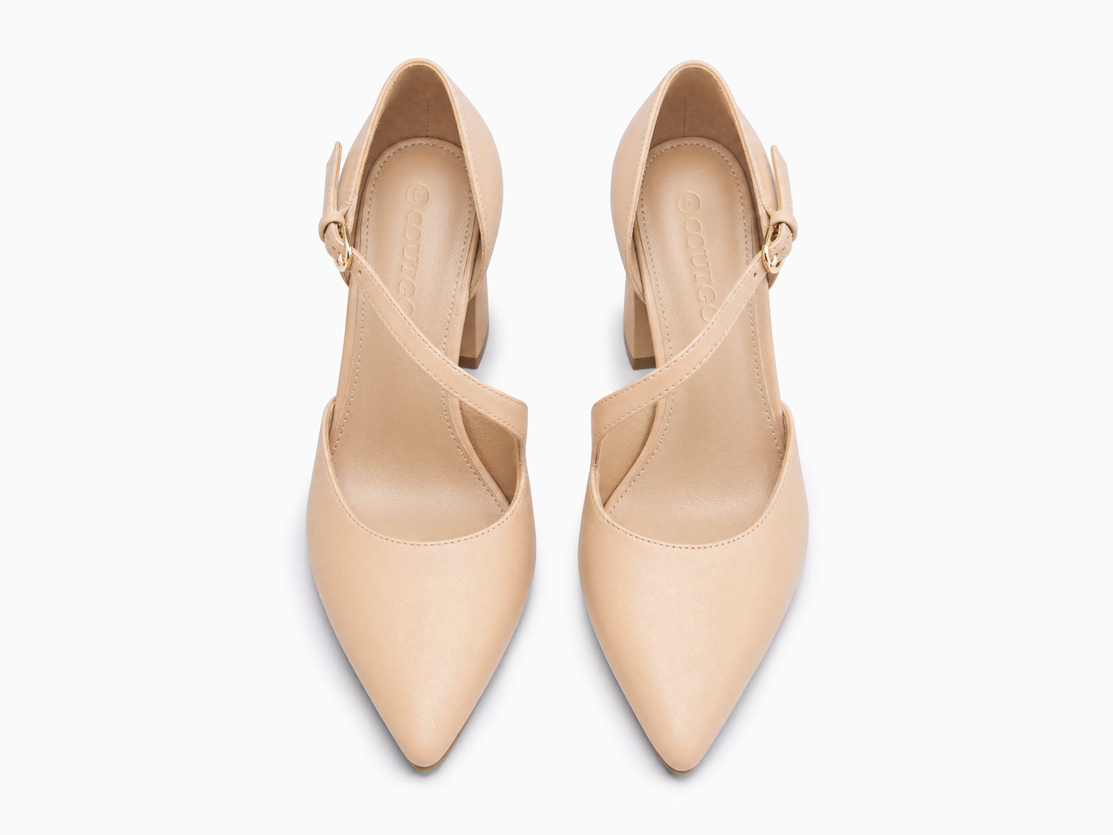 Coutgo Womens Light Khaki Chunky High Heels