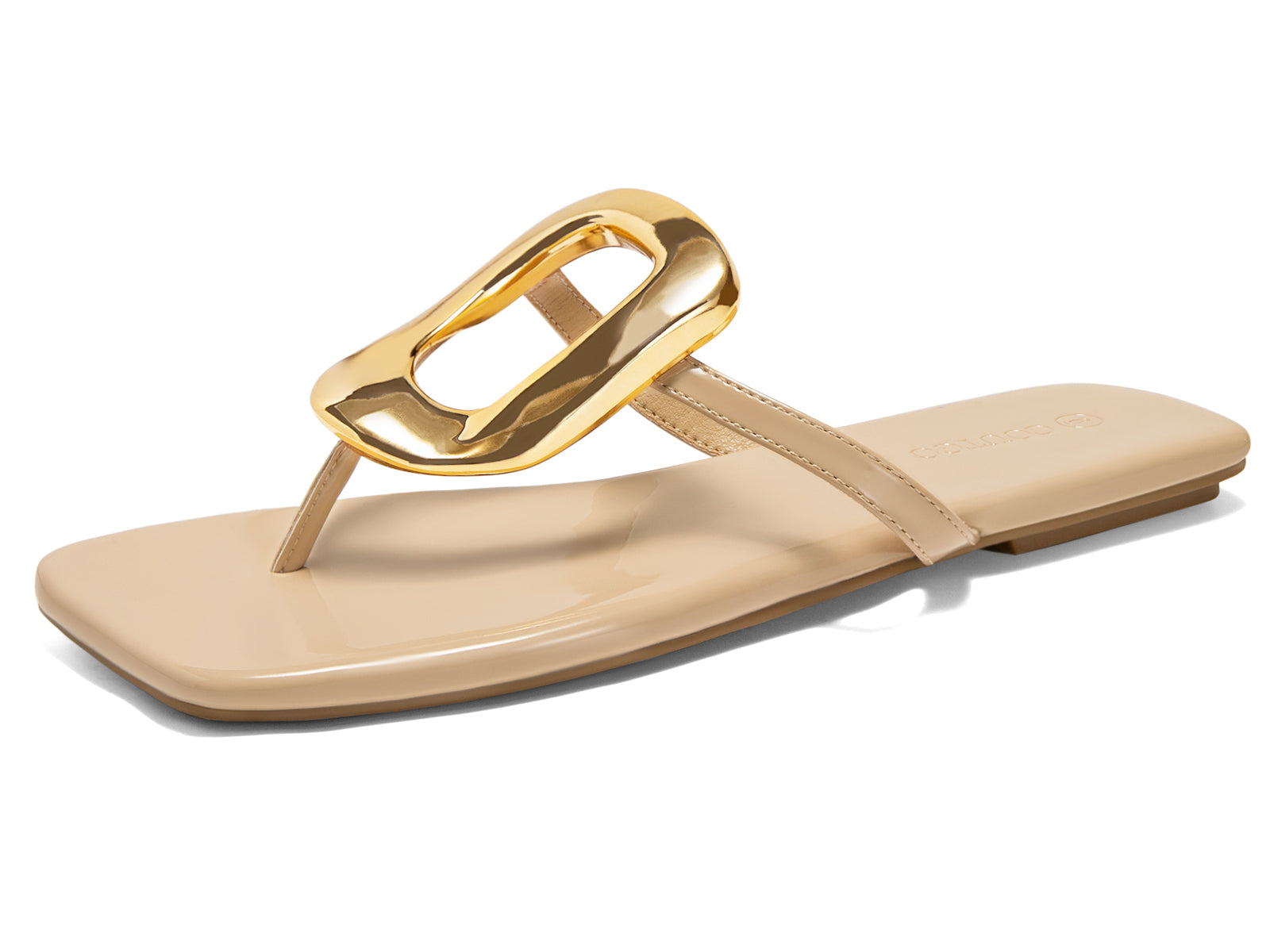 Coutgo Womens Light Khaki Flat Sandals