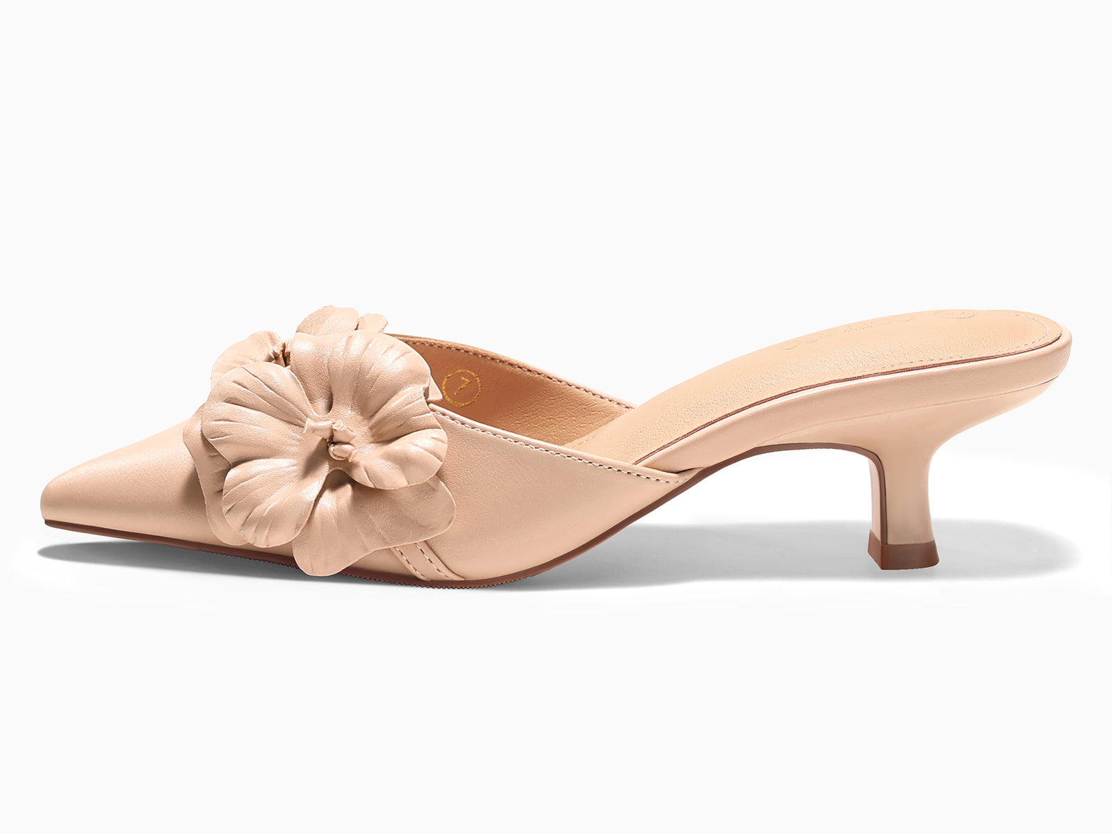 Coutgo Womens Light Khaki Kitten Low Heels Mules