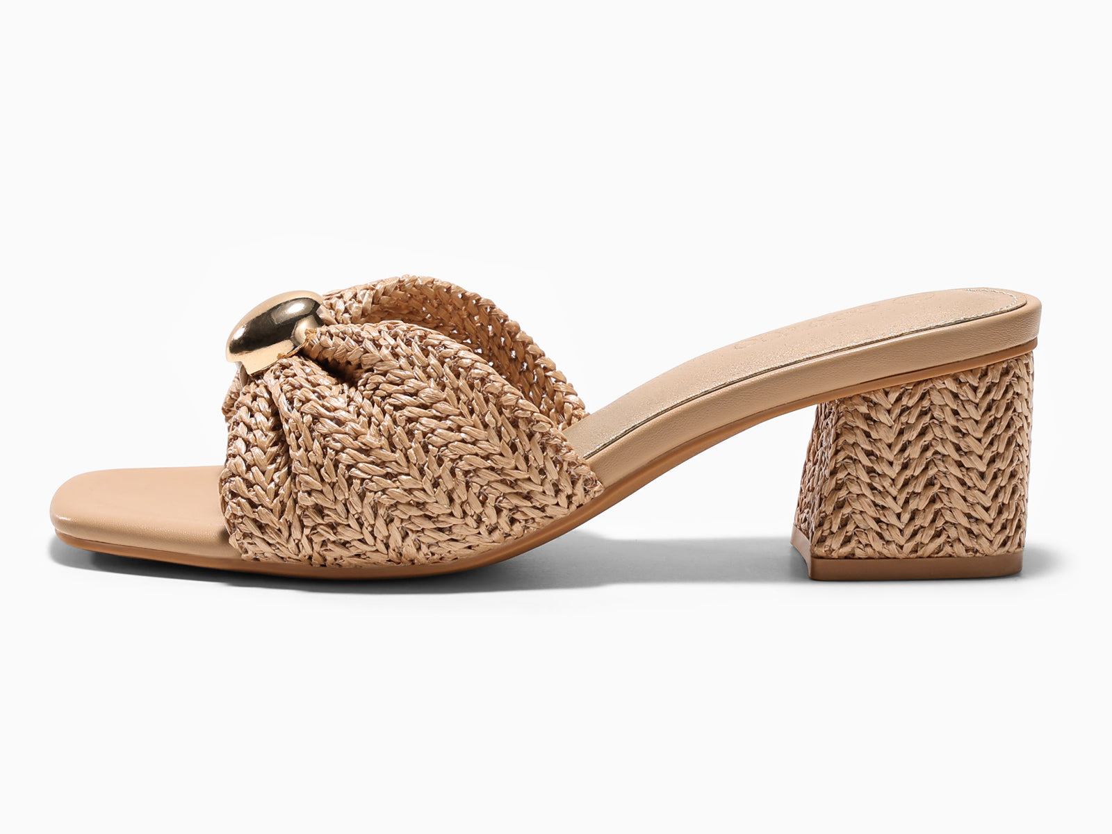 Coutgo Womens Light Khaki Heels Raffia Sandals