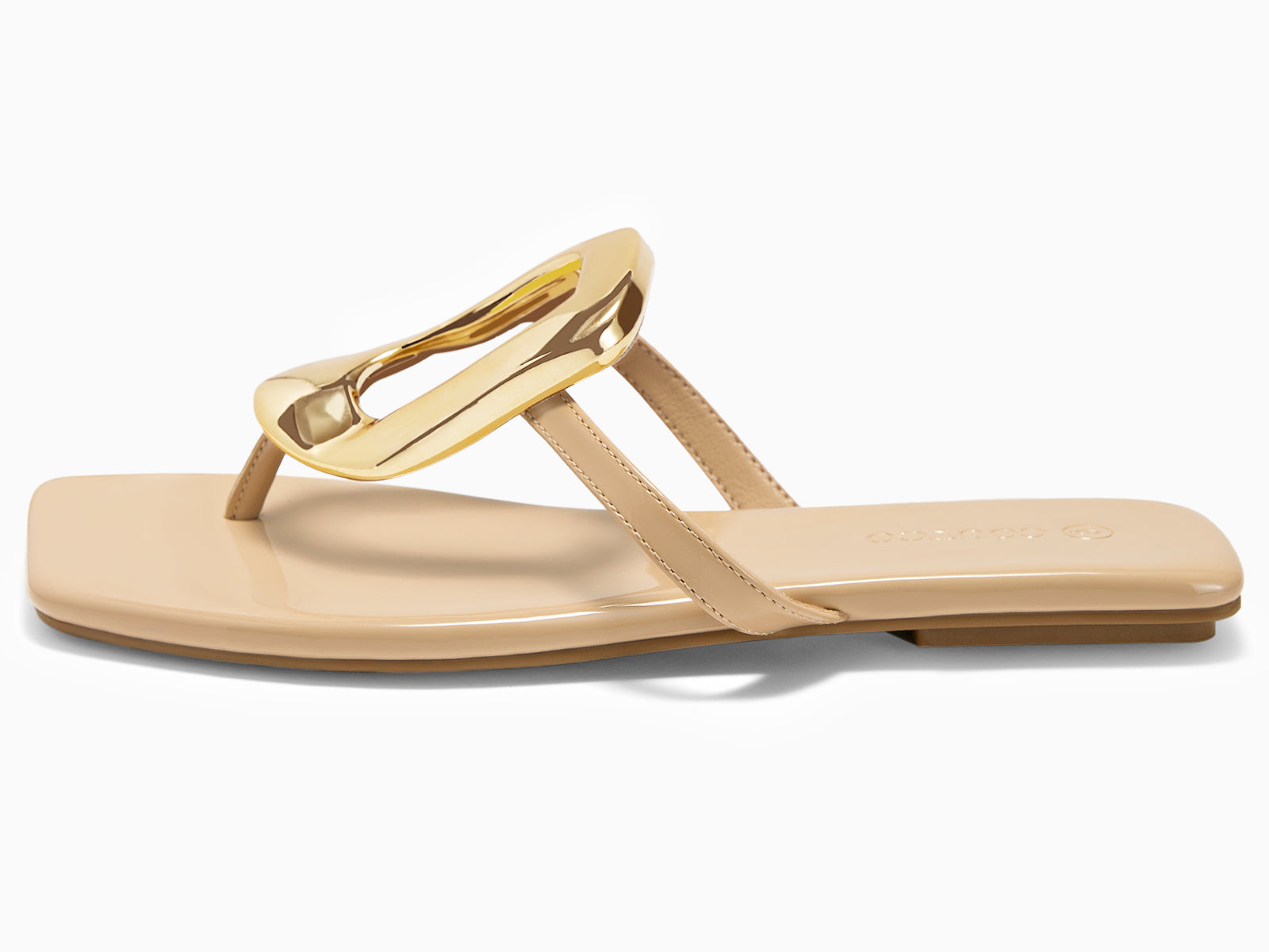 Coutgo Womens Light Khaki Flat Sandals