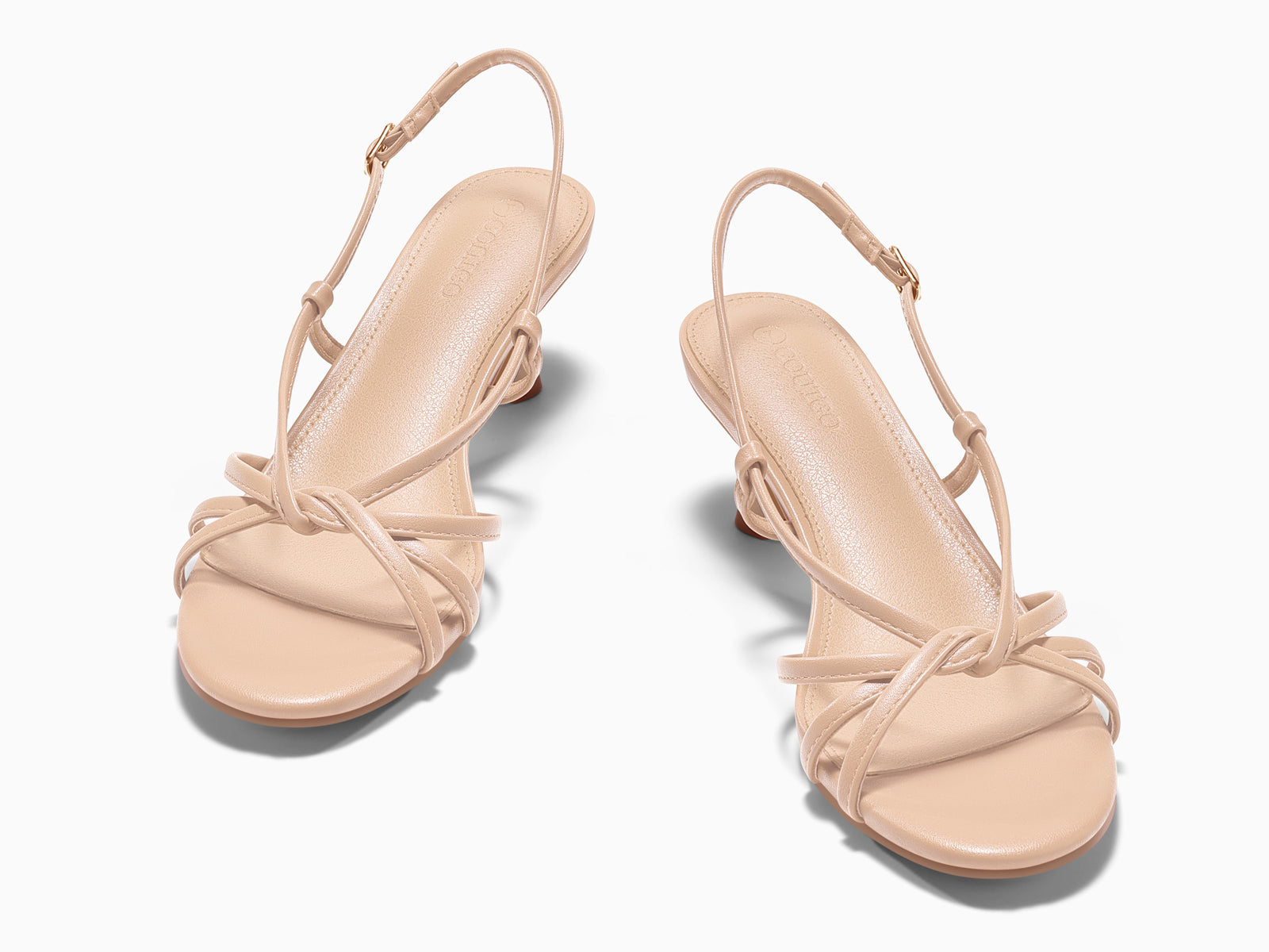 Coutgo Women’s Light Khaki Strappy Sandals Slingback Kitten