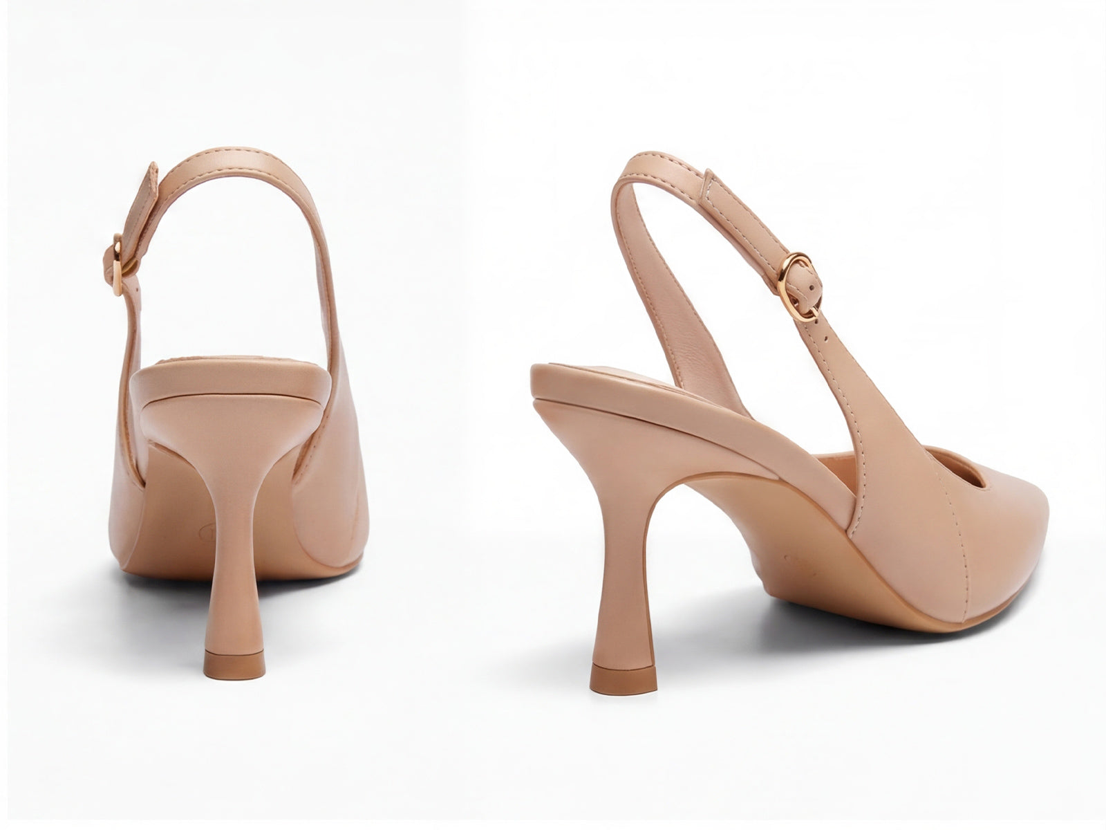 Coutgo Women's Light Khaki Slingback Kitten Heels